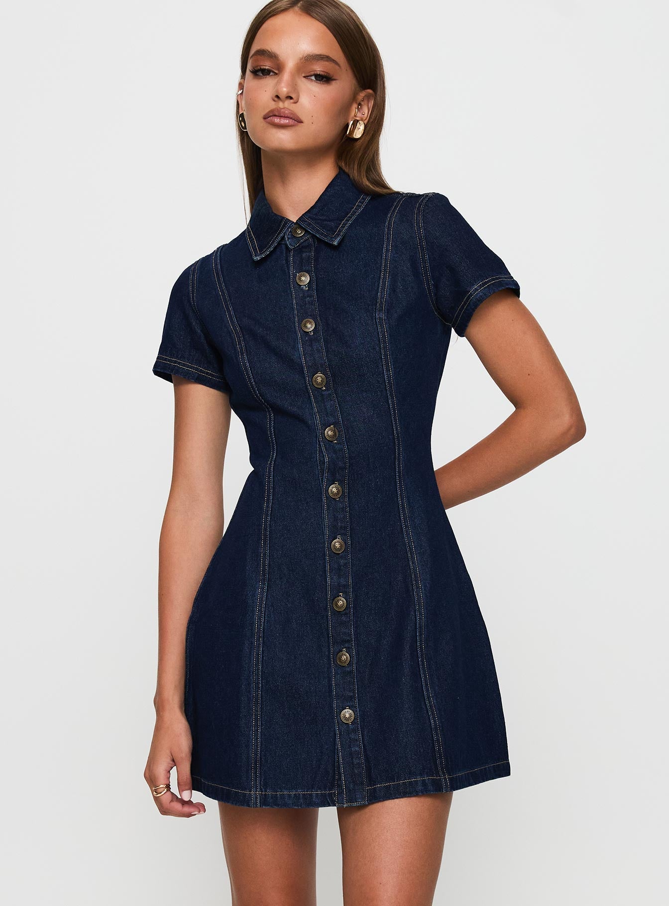 Alternative view of Perception Denim Mini Dress Mid Wash