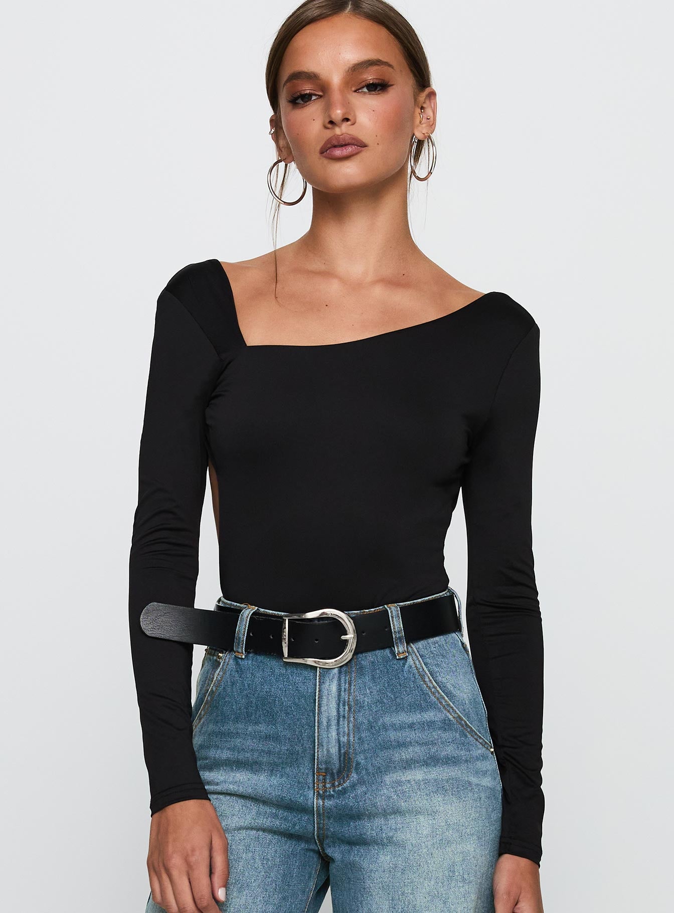 Alternative view of Look This Good Backless Bodysuit Black