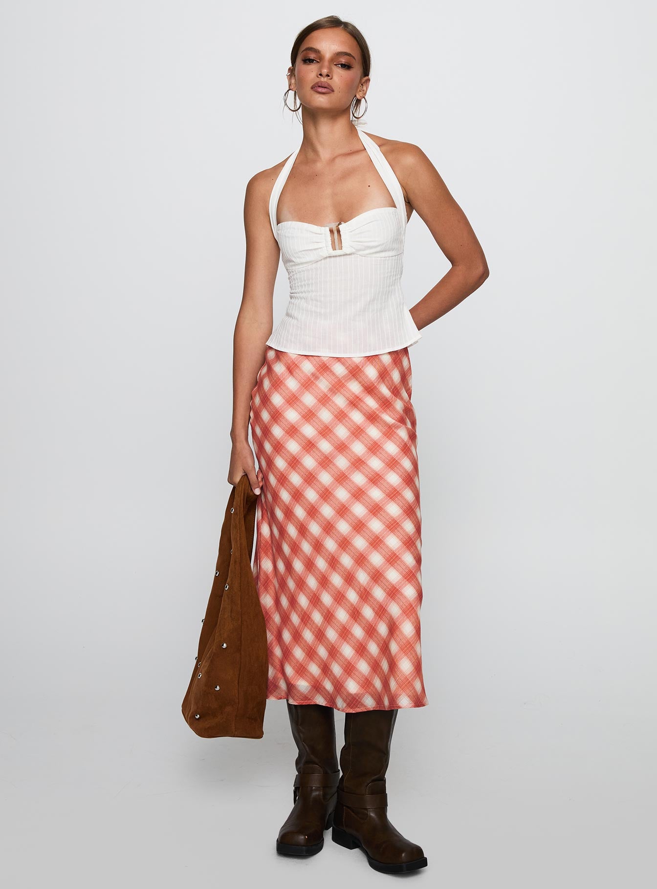 Alternative view of Living Color Maxi Skirt Orange Gingham