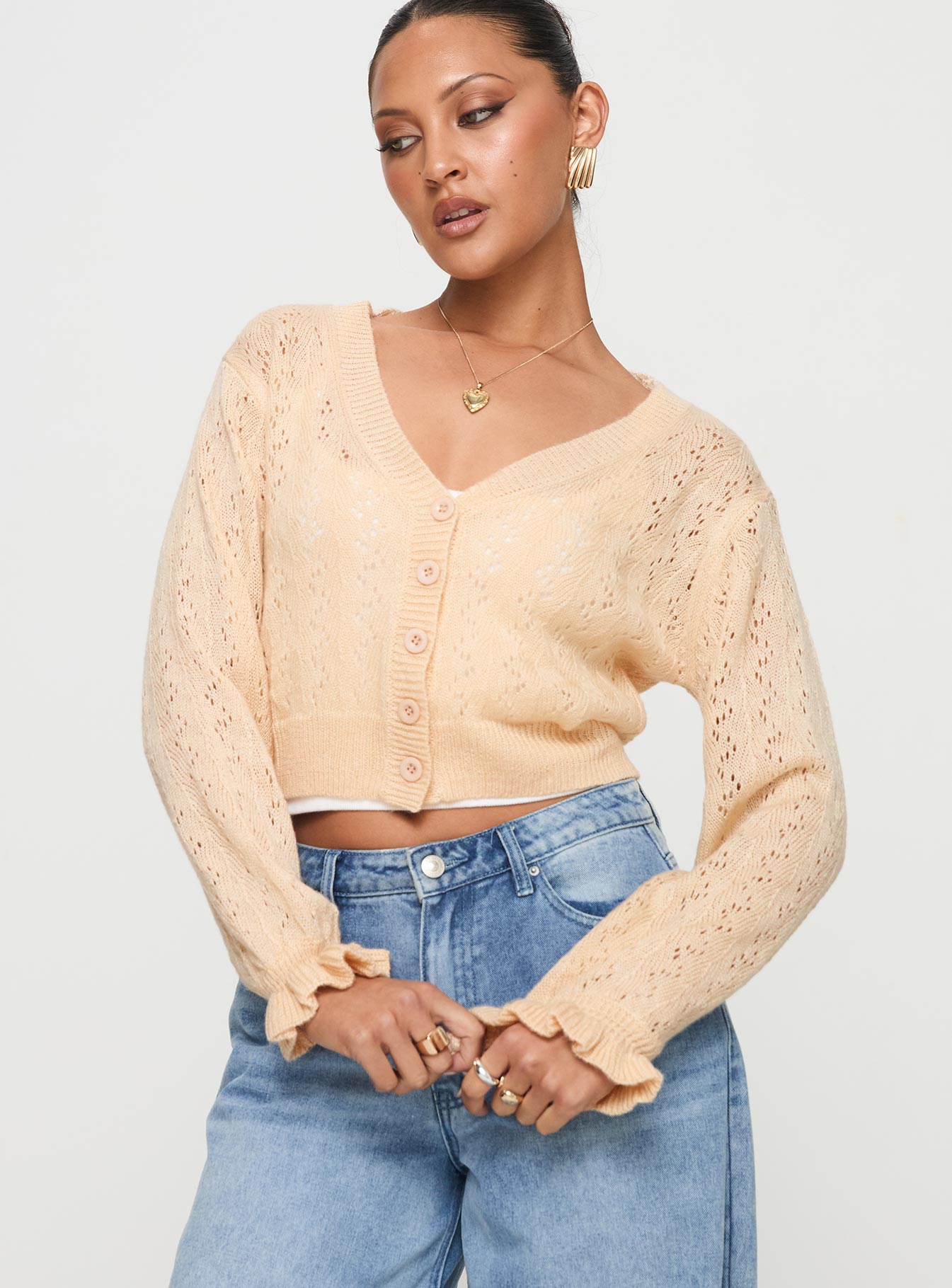 Alternative view of Lyric Cropped Cardigan Beige