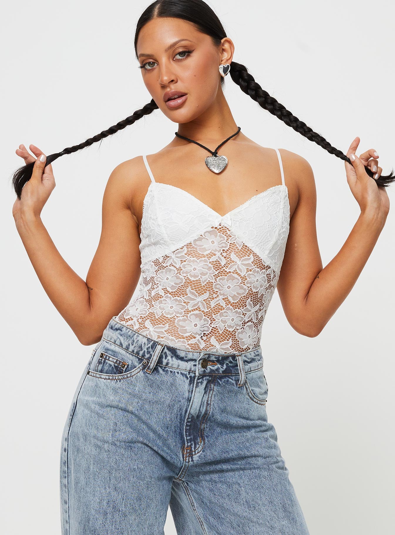 Alternative view of Pennard Lace Bodysuit White