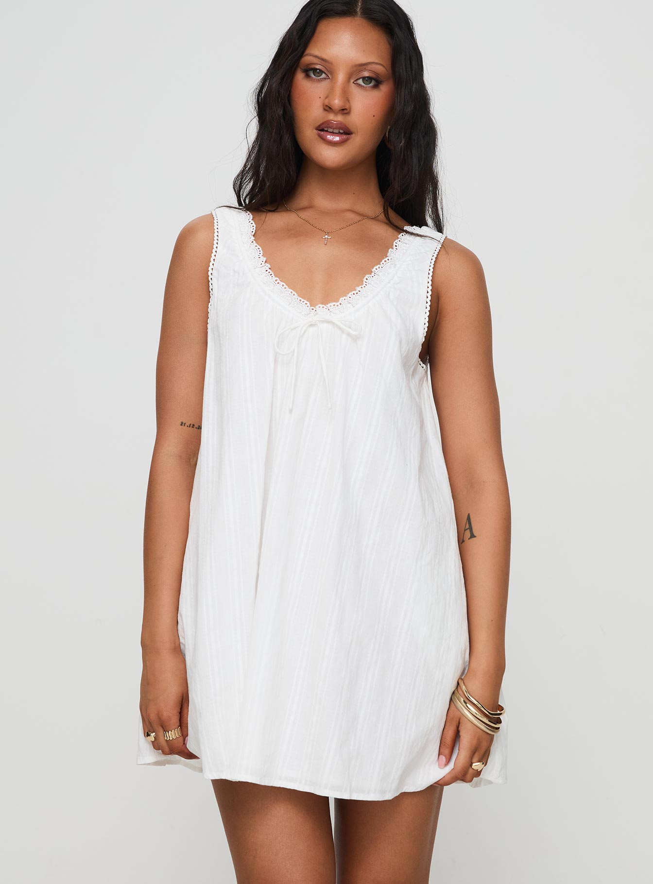 Alternative view of Antiquity Swing Mini Dress White Petite