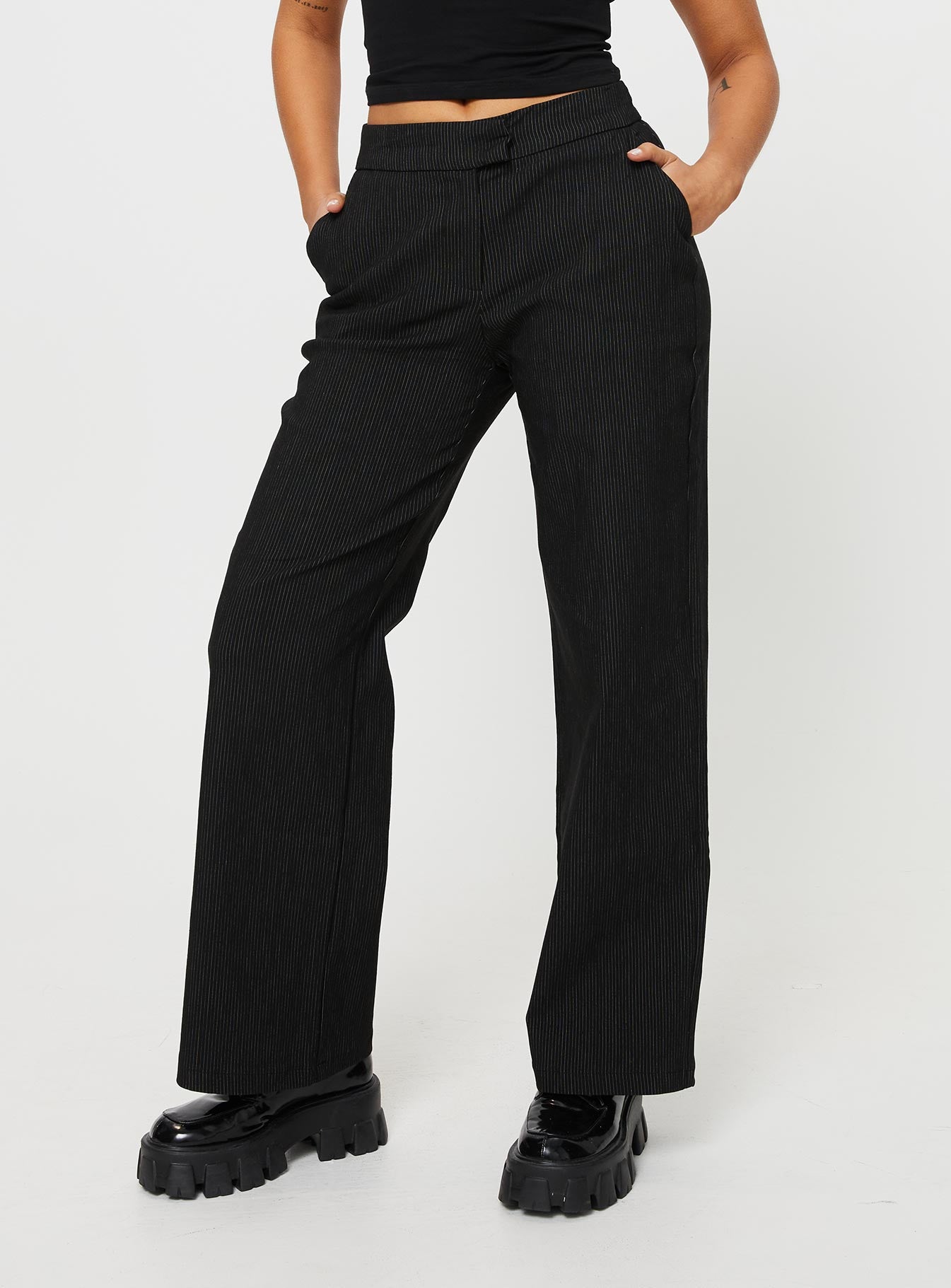 Alternative view of Jeller Pinstripe Pants Black Petite
