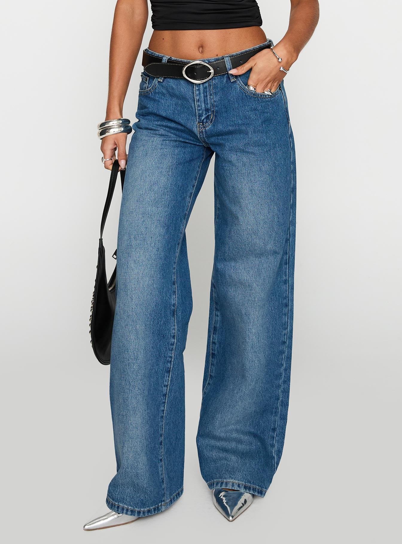 Alternative view of On Sunset Mid Rise Straight Leg Jeans Dark Wash