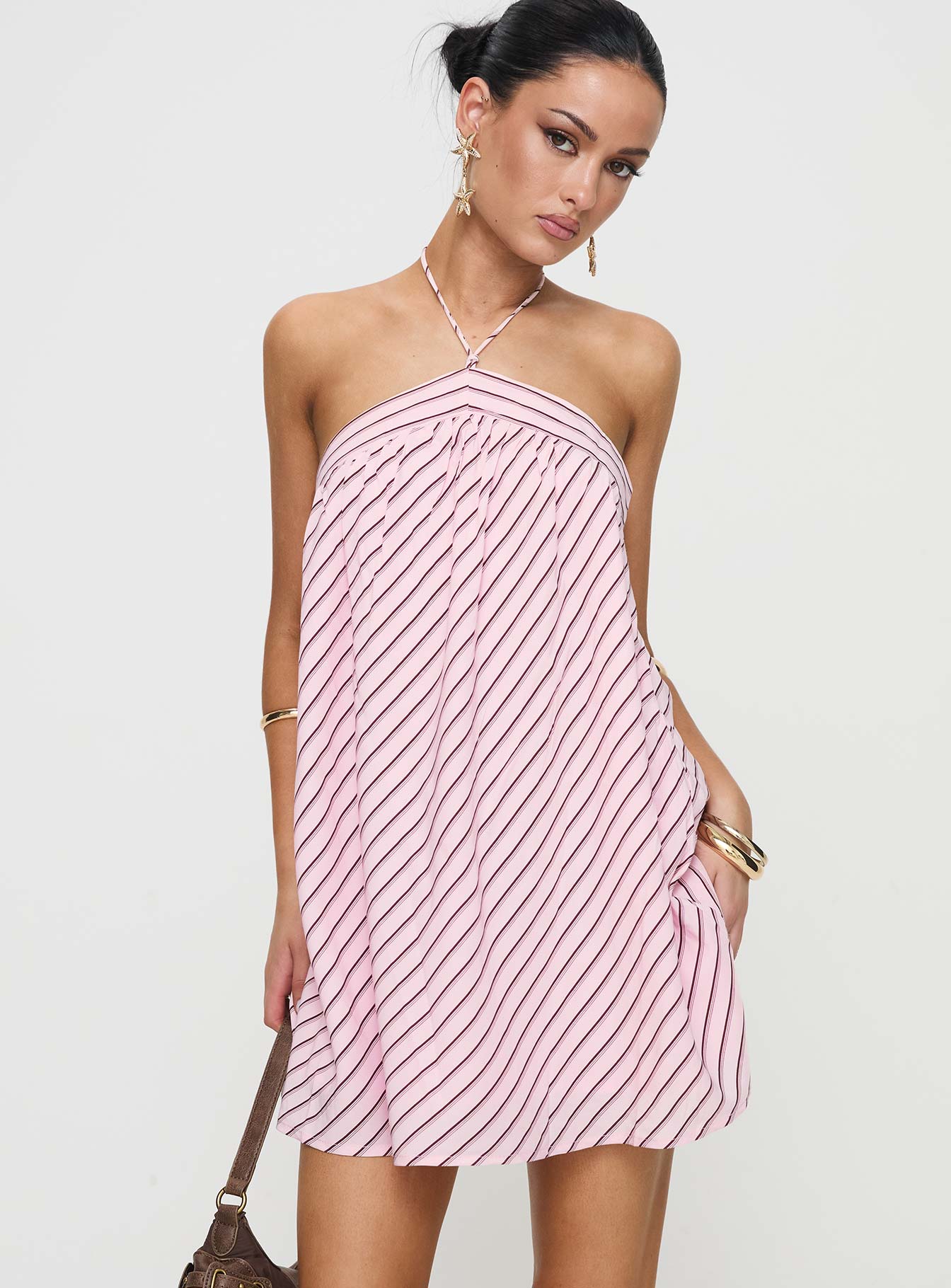 Alternative view of Moonlit Mini Dress Pink Stripe Petite