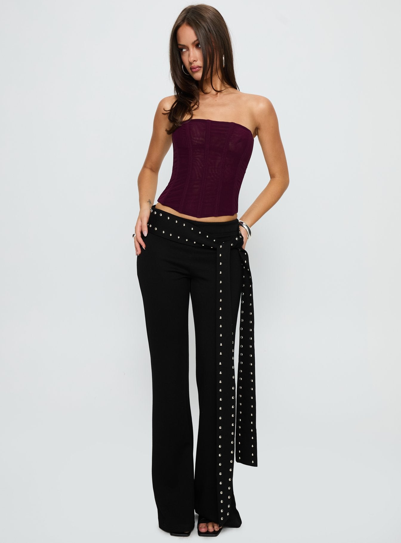Alternative view of Nikolia Studded Wrap Belt Pants Black