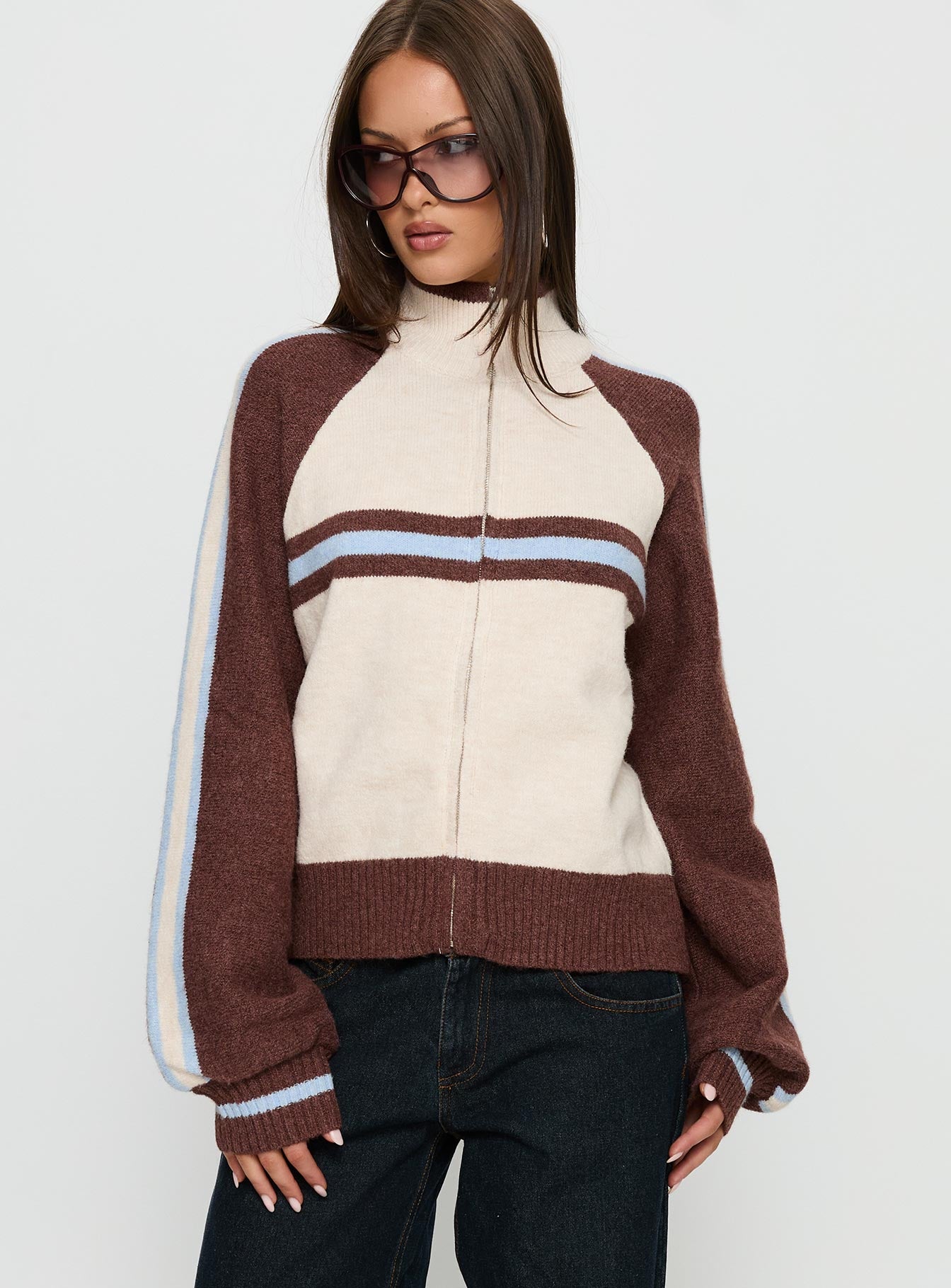 Alternative view of Lexanne Zip Through Knit Jumper Cream Multi