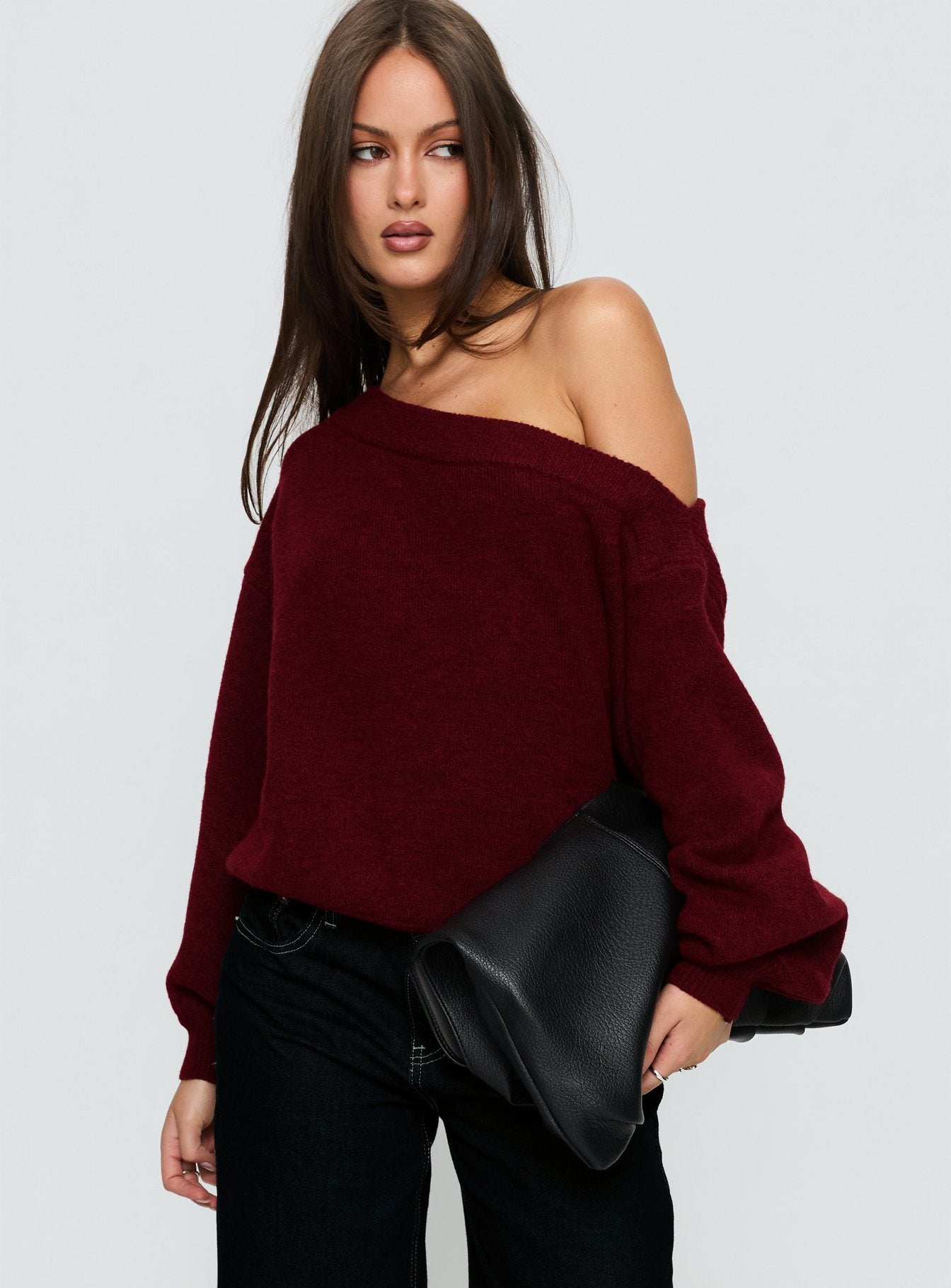 Alternative view of Noble Off The Shoulder Sweater Red