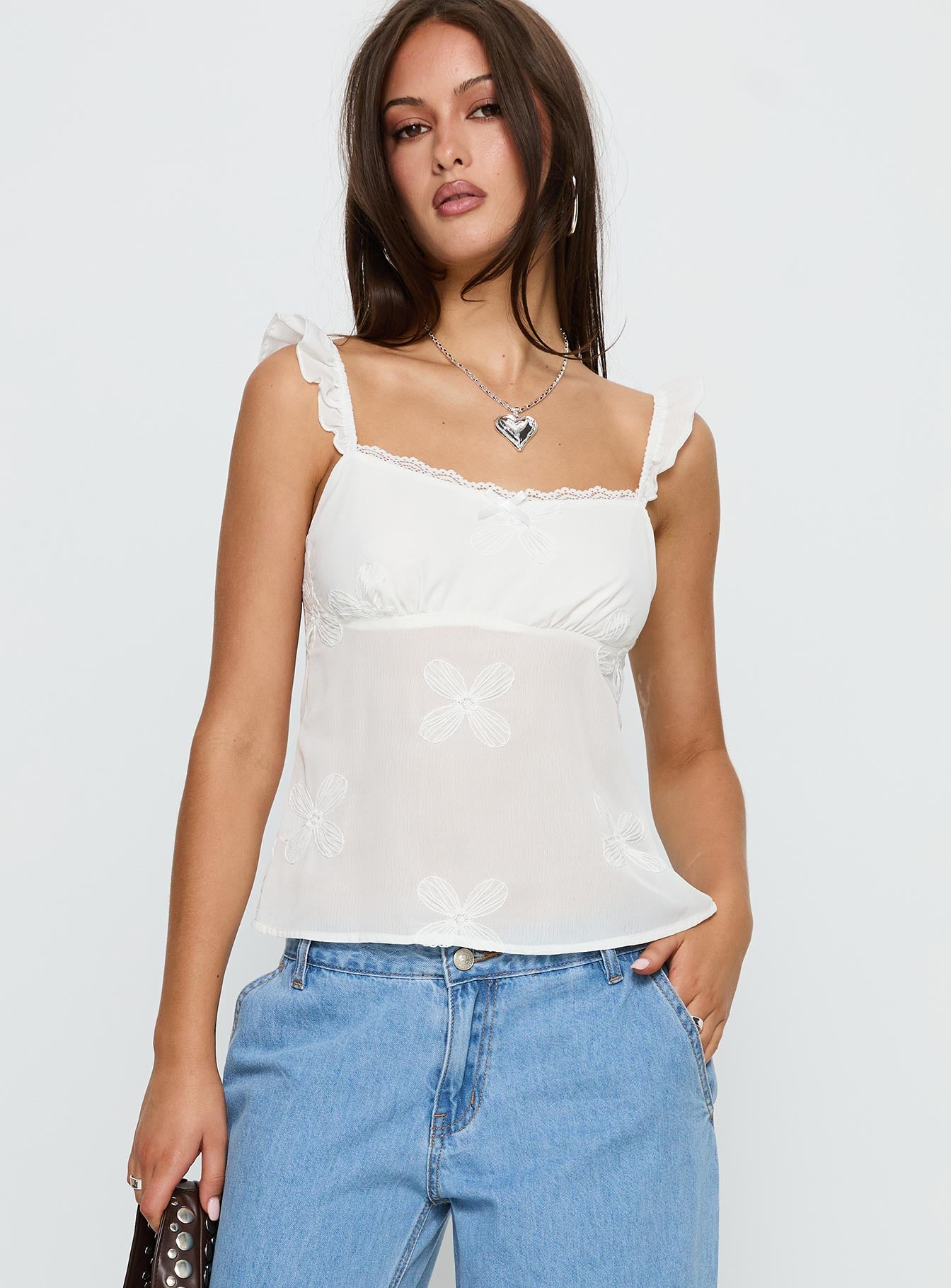 Alternative view of Madaleine Embroidered Top White