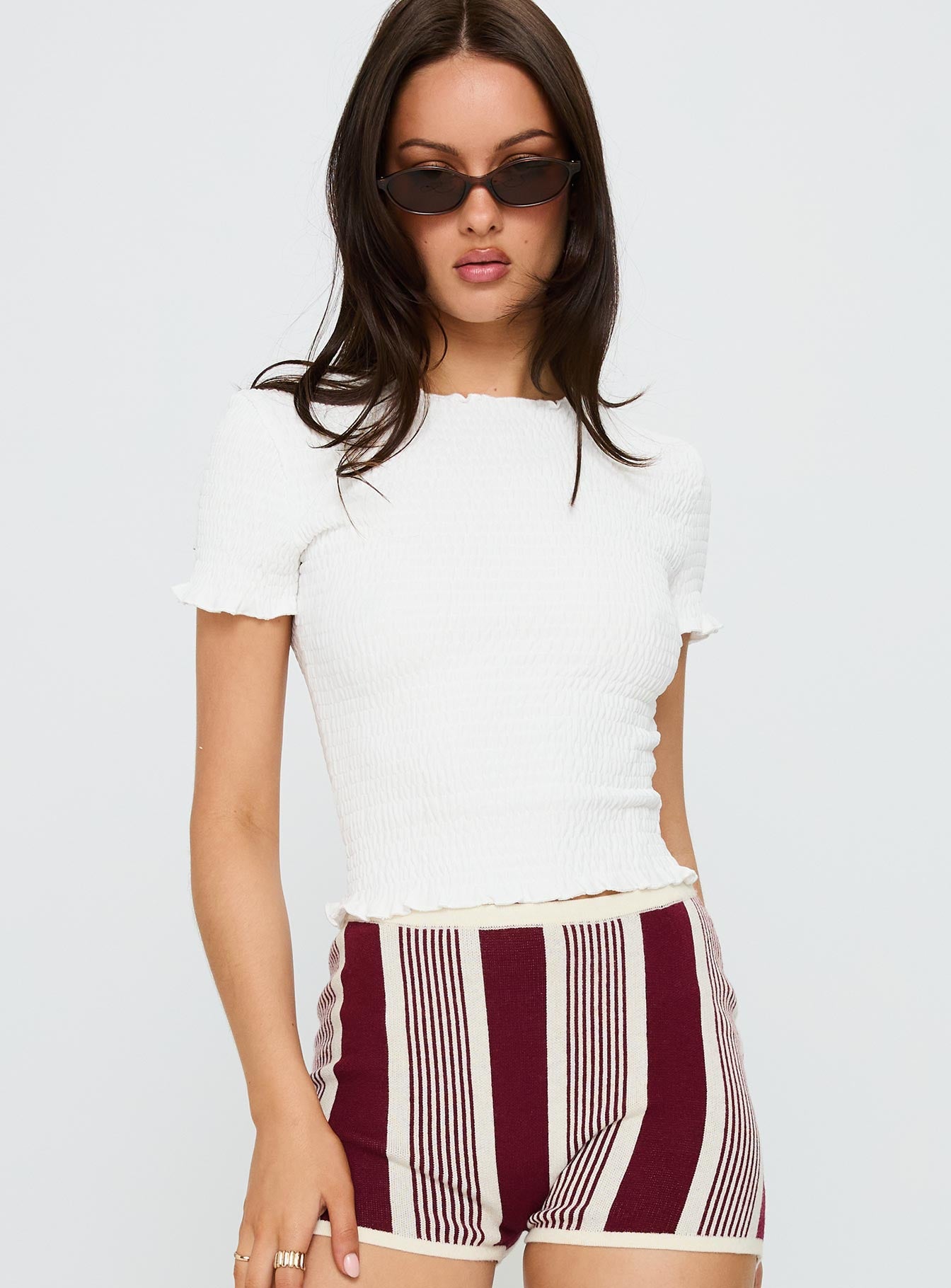 Alternative view of Palm Reader Shirred Top White
