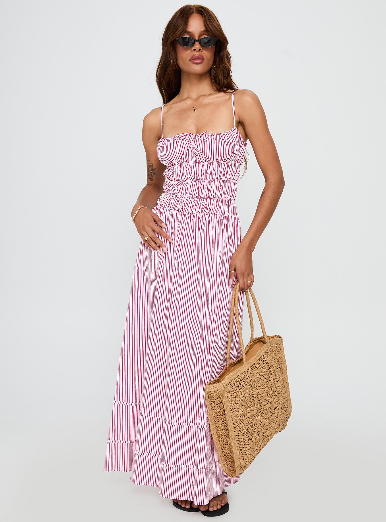 Alternative view of Loralei Shirred Maxi Dress Red Stripe