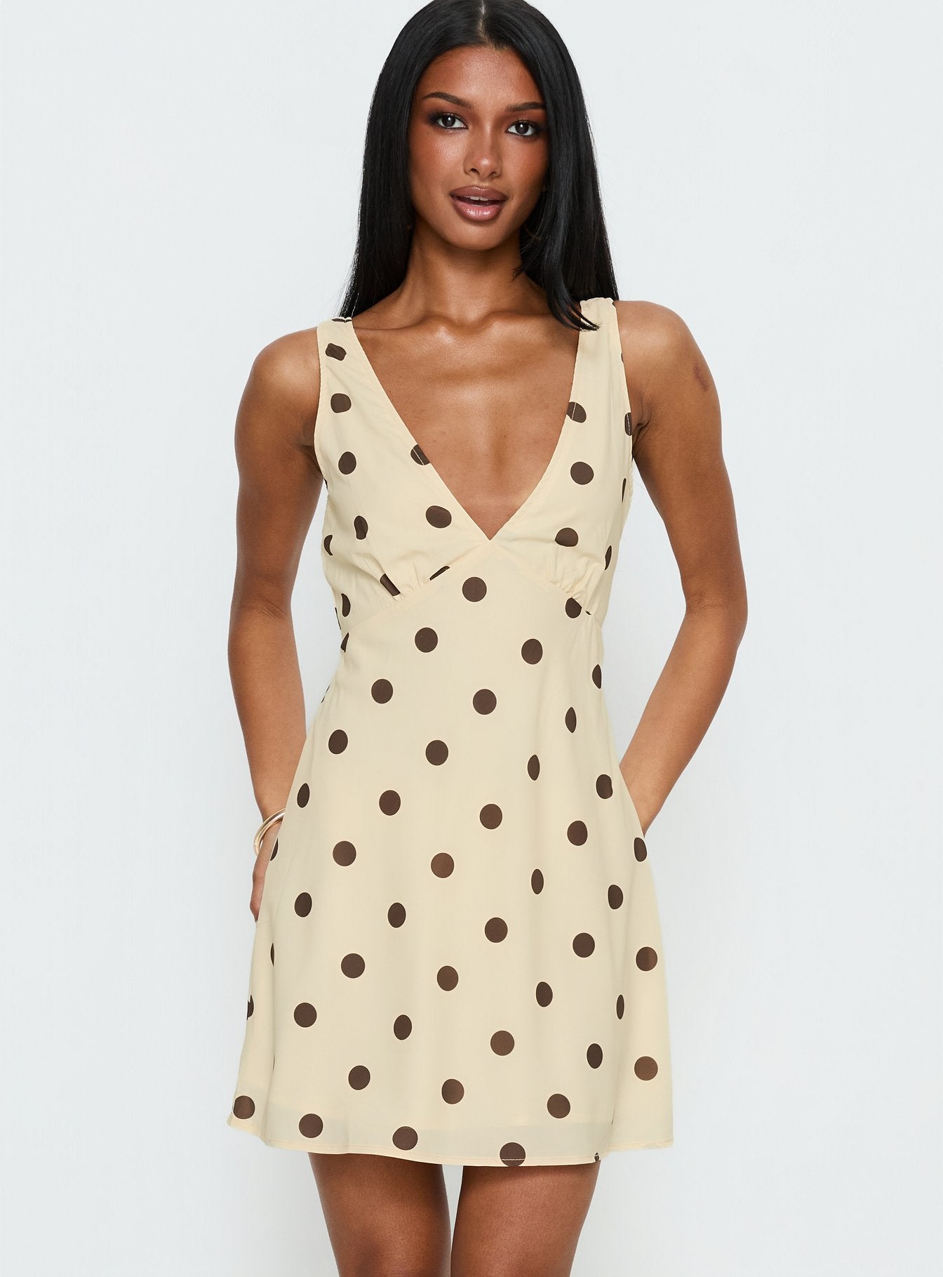 Alternative view of Nellie Mini Dress Lemon / Brown Polka Dot