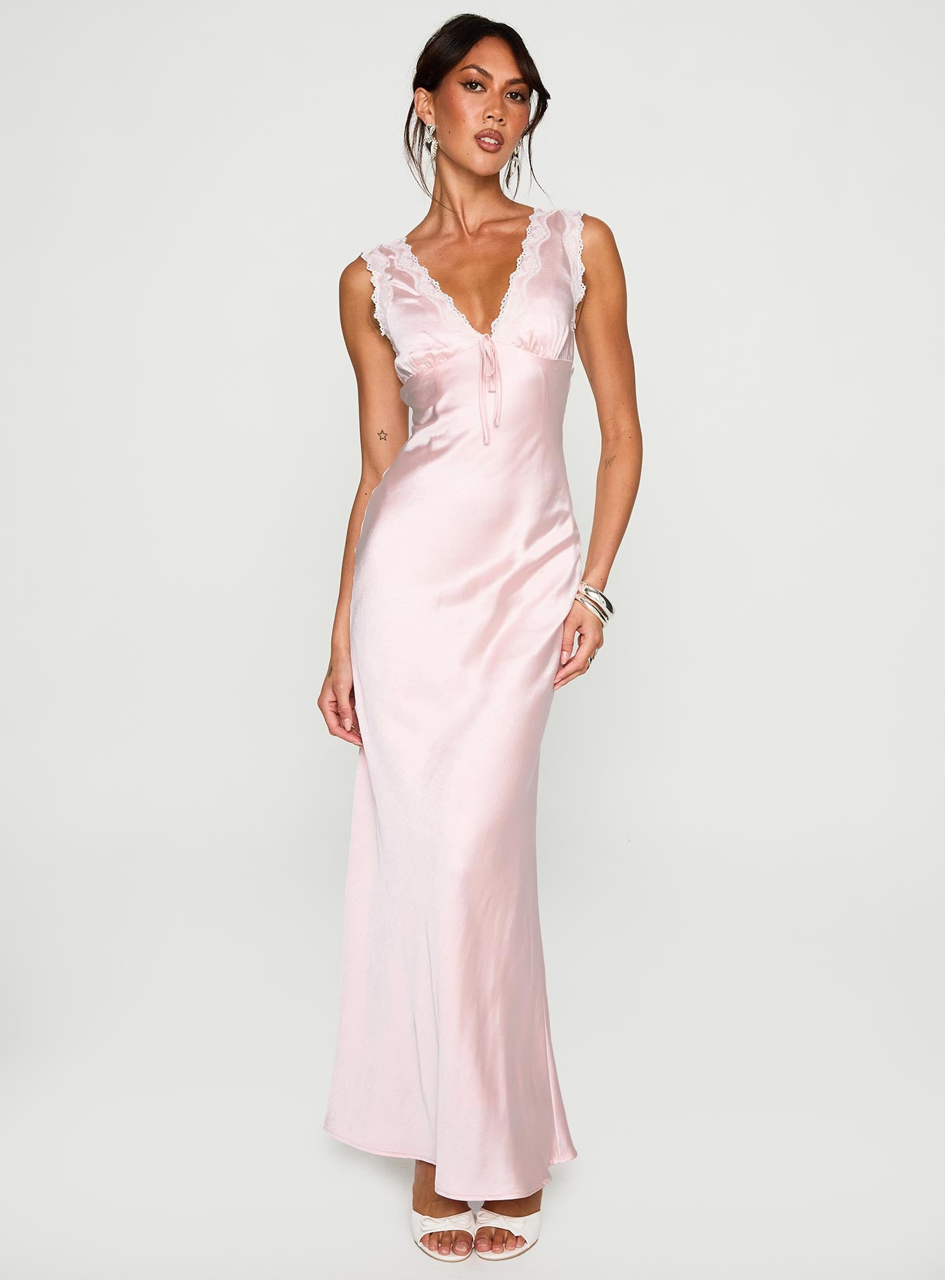 Liliya Lace Maxi Dress Pink - Image 2