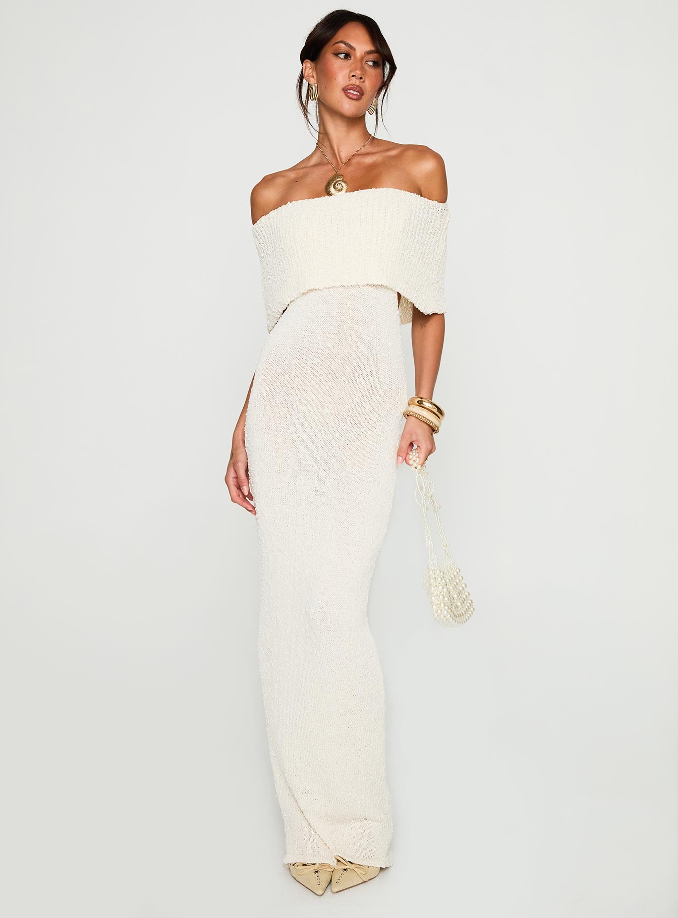 Alternative view of Nixen Strapless Knit Maxi Dress Cream
