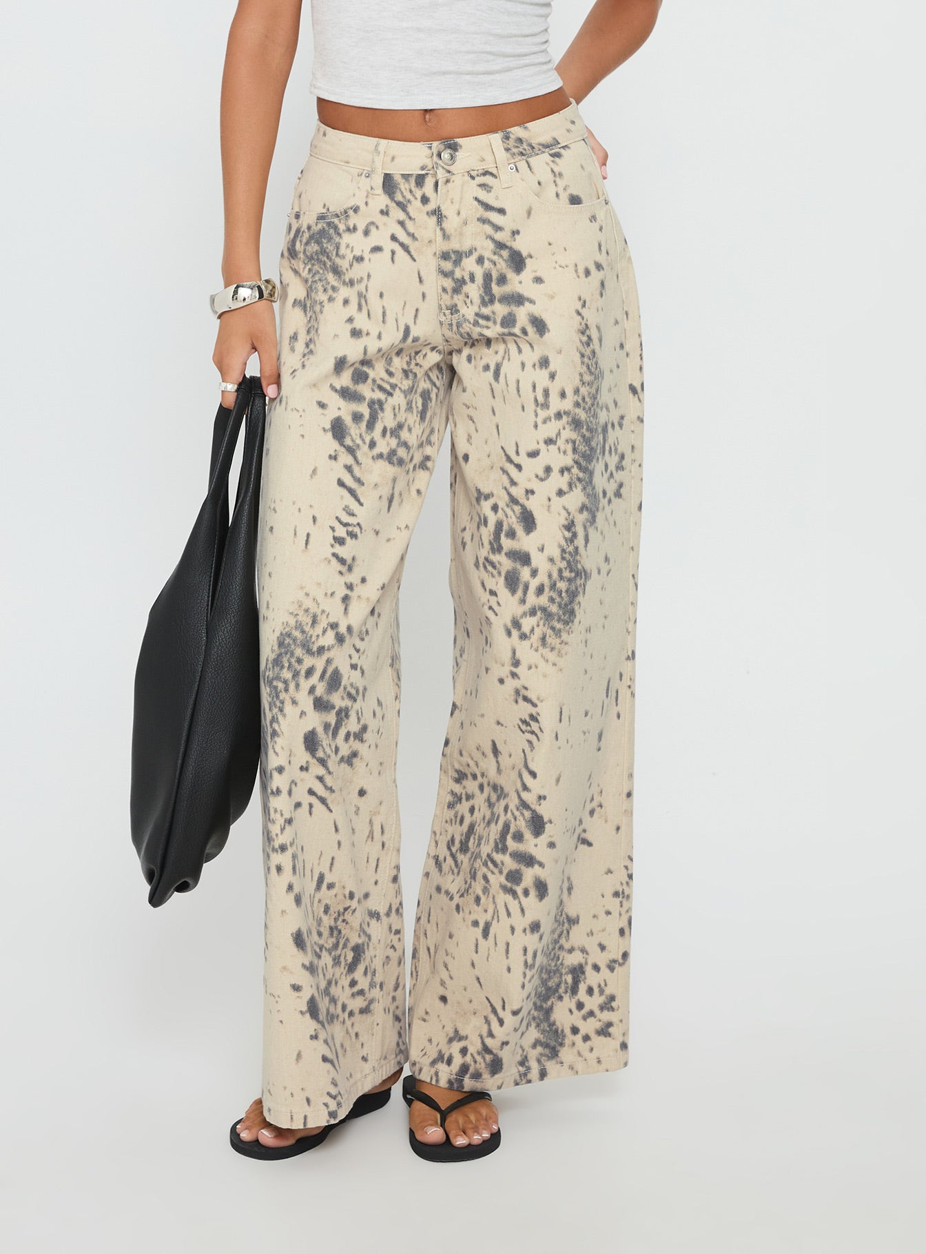 Alternative view of Naylor Mid Rise Wide Leg Jeans Animal Spot