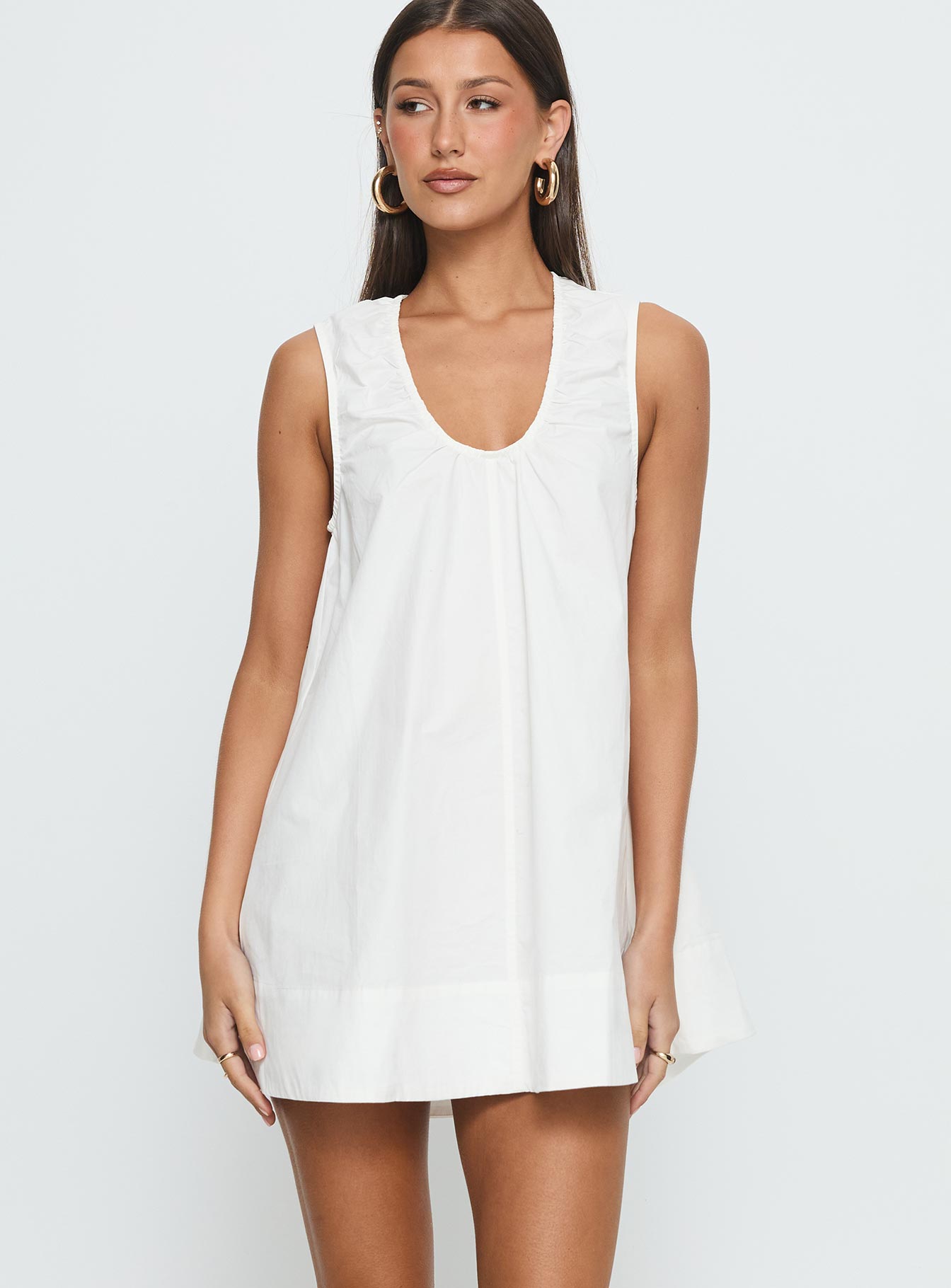 Alternative view of Eberta Ruched Baby Doll Mini Dress White