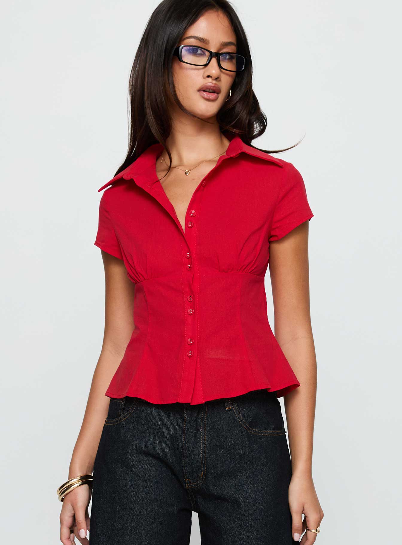 Alternative view of Cottesloe Blouse Top Red