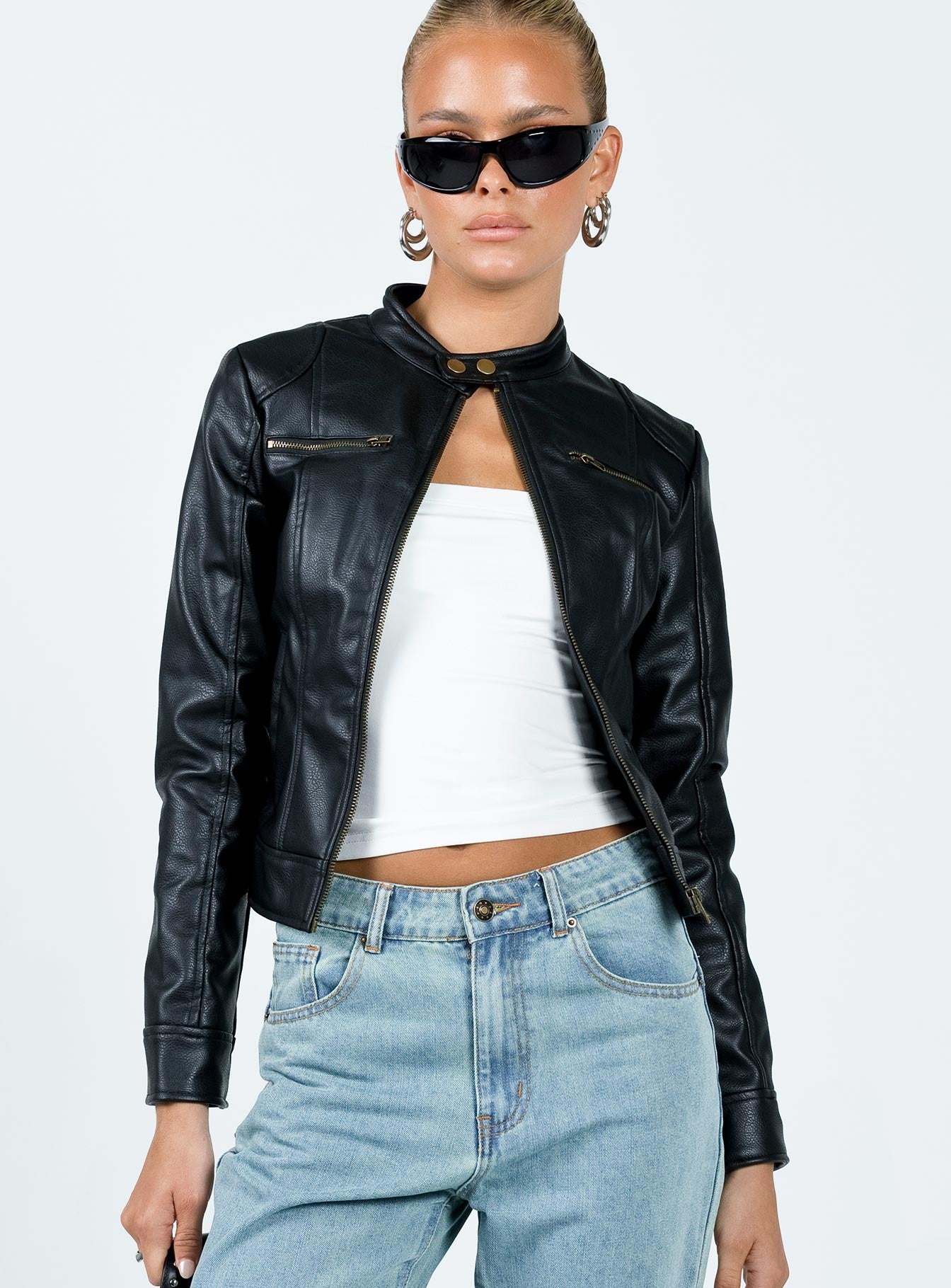 Alternative view of Pottsville Faux Leather Moto Jacket Black