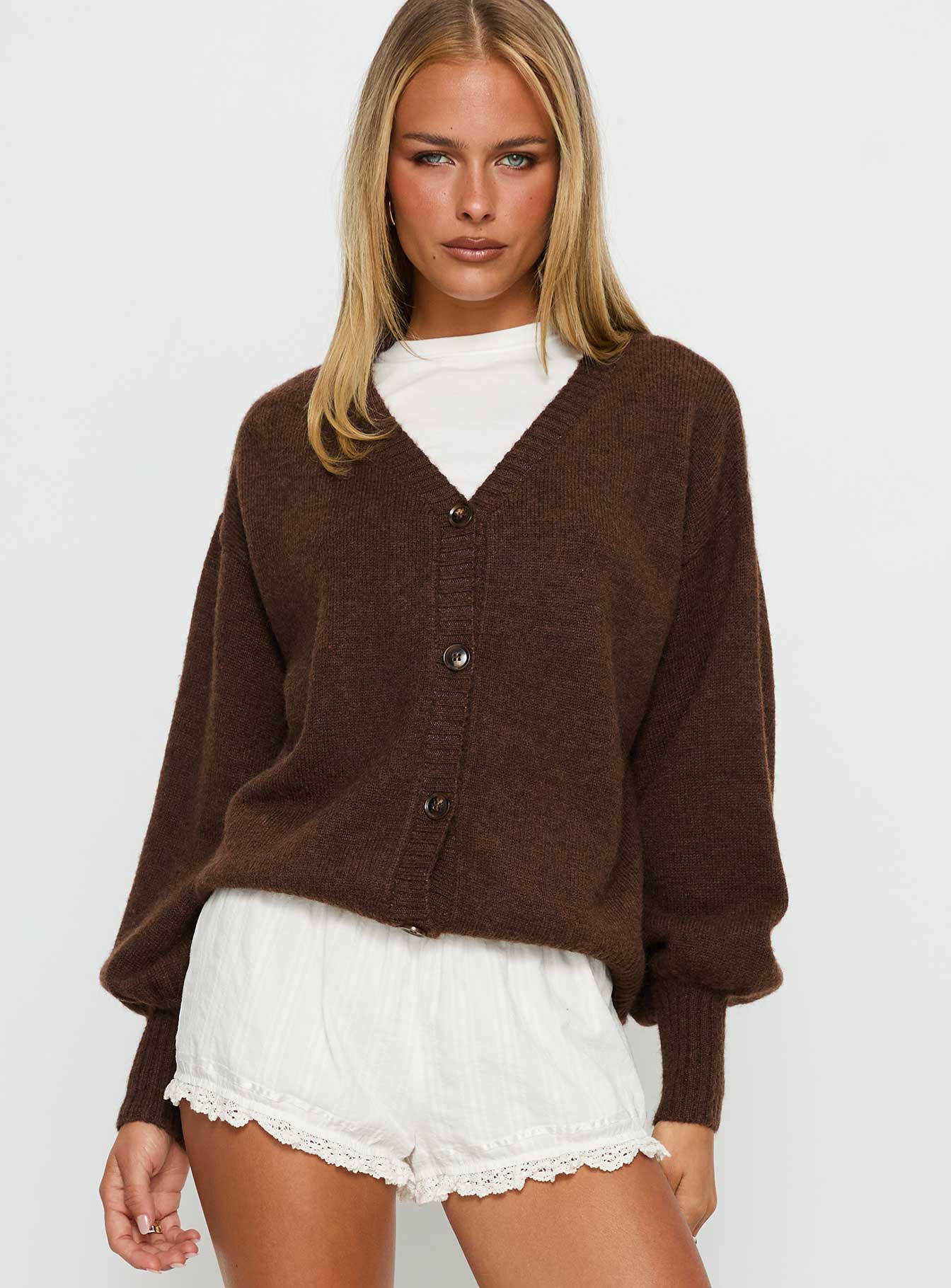 Alternative view of Eartha V Neck Knit Sweater Brown