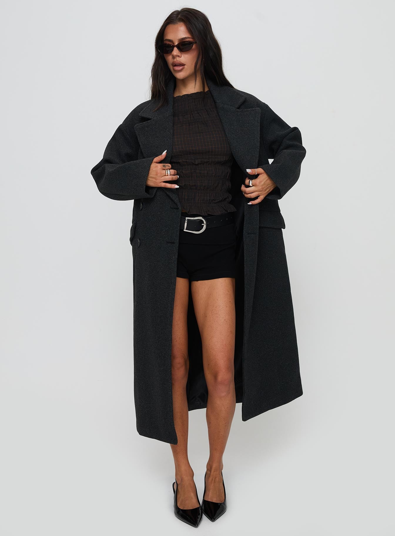 Alternative view of Night Shift Trench Coat Dark Grey
