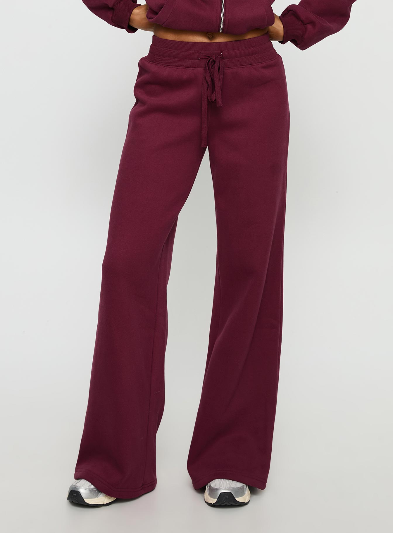 Alternative view of Princess Polly Stargirl Wide Leg Sweat Pants Burgundy