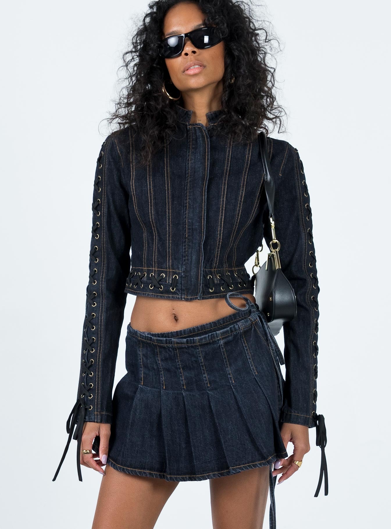 Alternative view of Camelia Pleat Mini Dark Denim