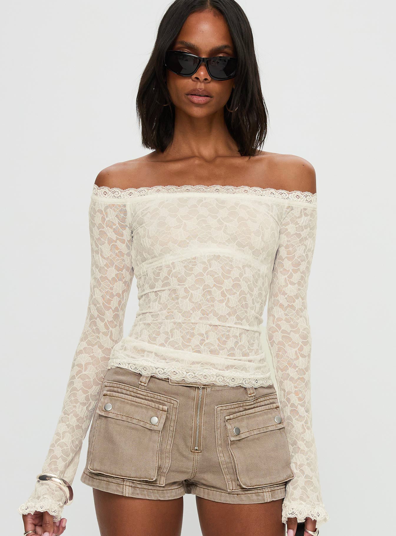 Alternative view of Mochapella Off The Shoulder Top White