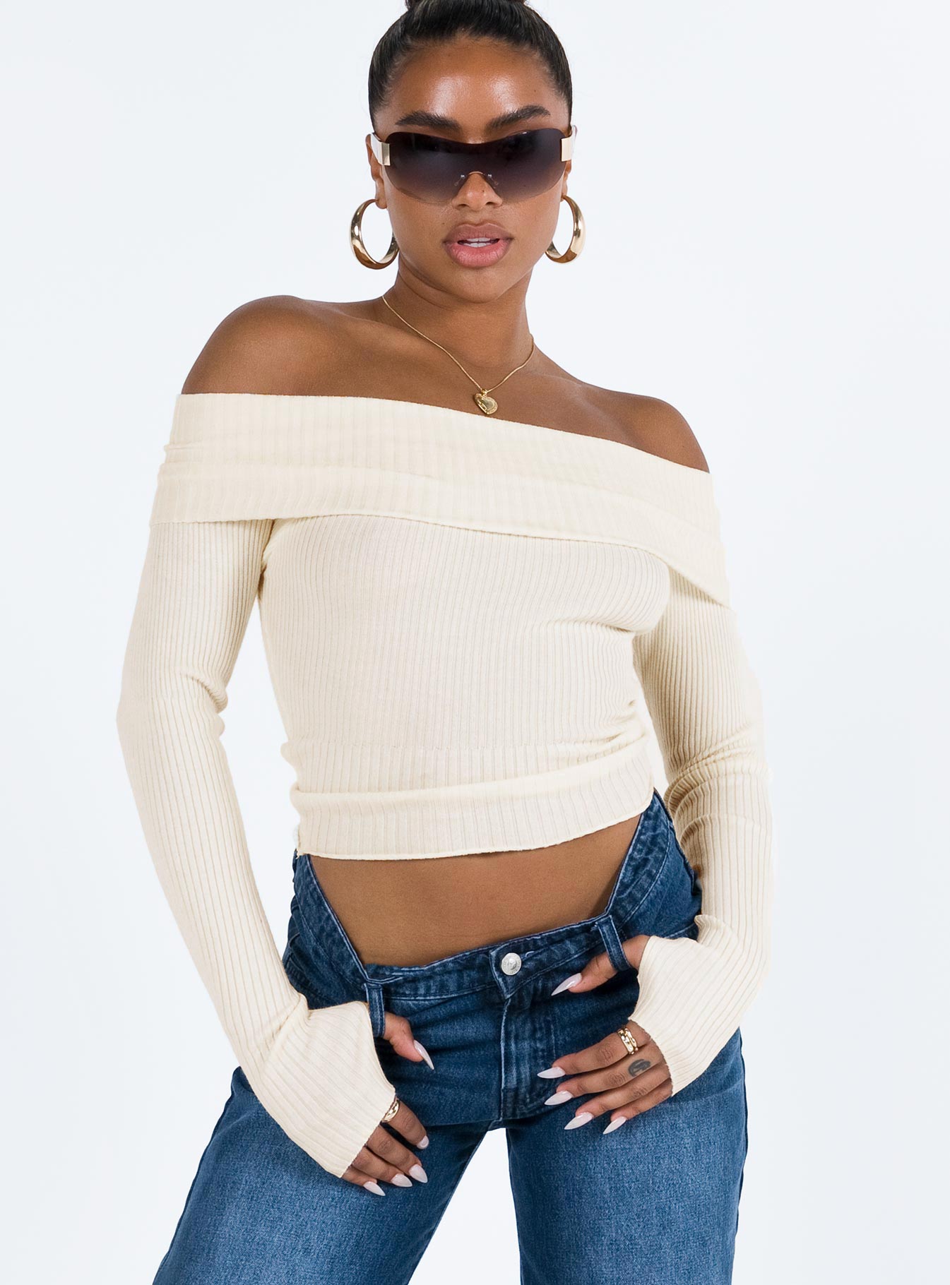 Alternative view of Morley Off Shoulder Sweater Cream