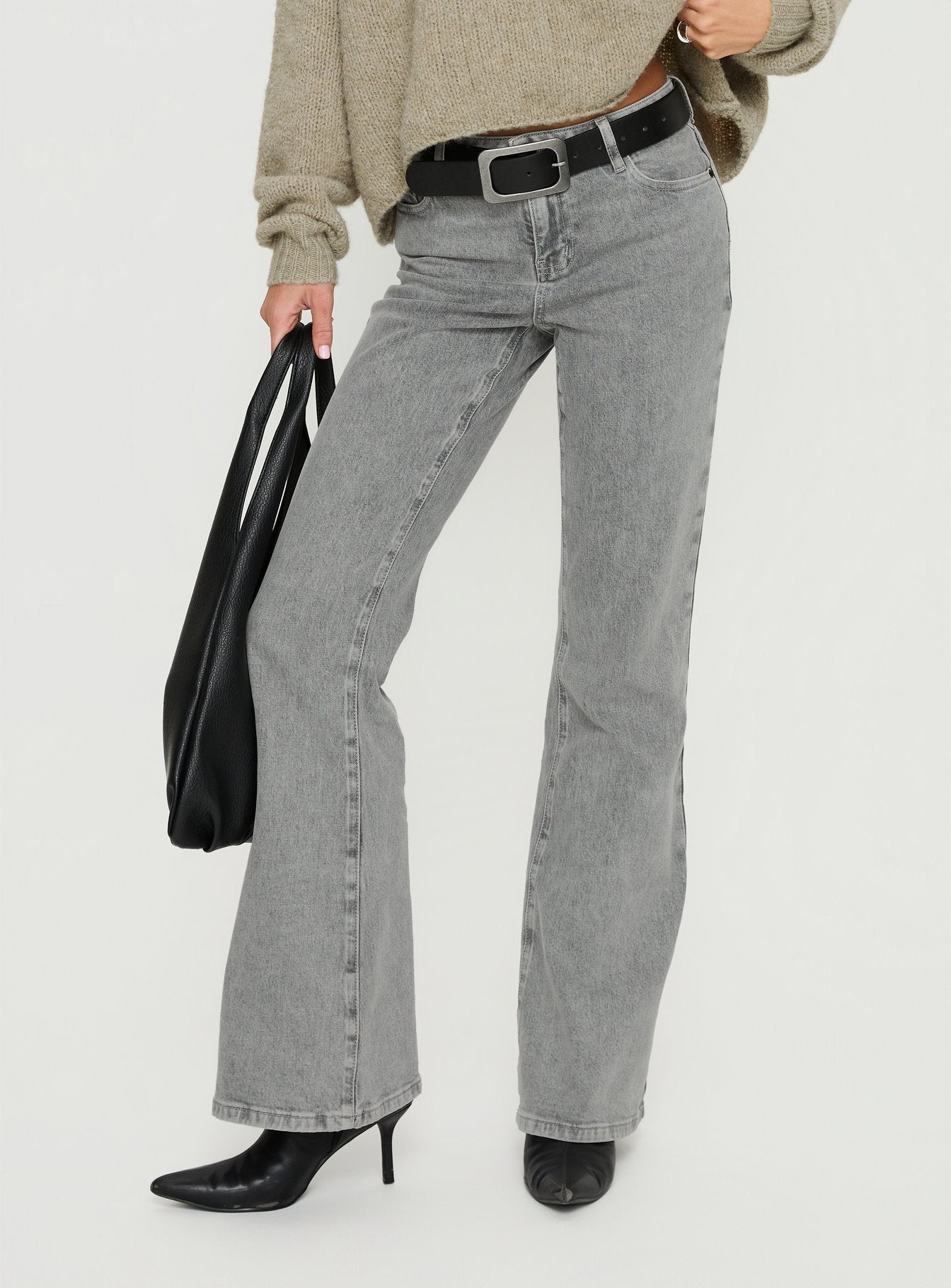 Alternative view of Magic Mirror Mid Rise Bootleg Jeans Washed Grey