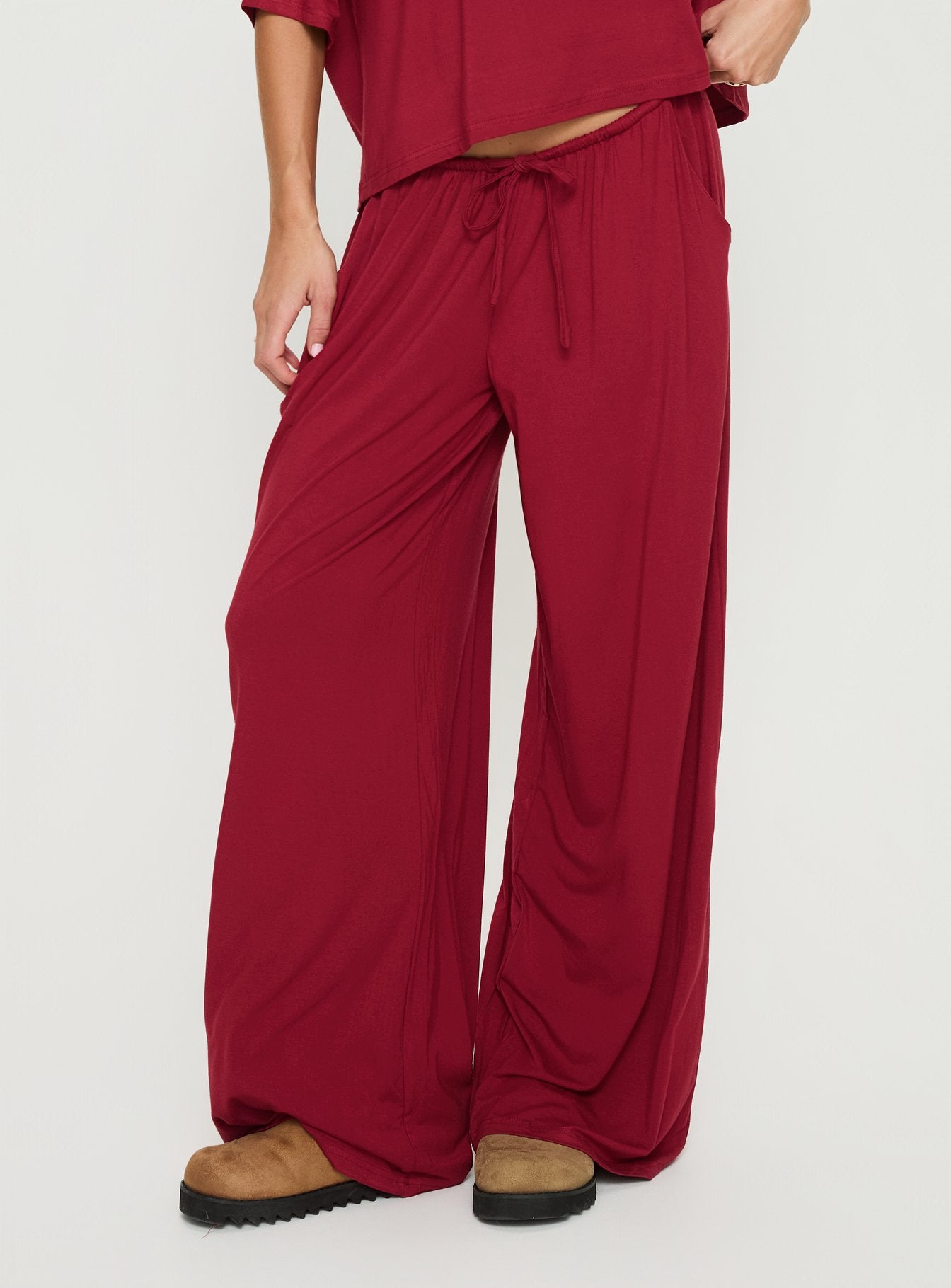 Alternative view of Cozy Hour Sleep Relaxed Pants Red