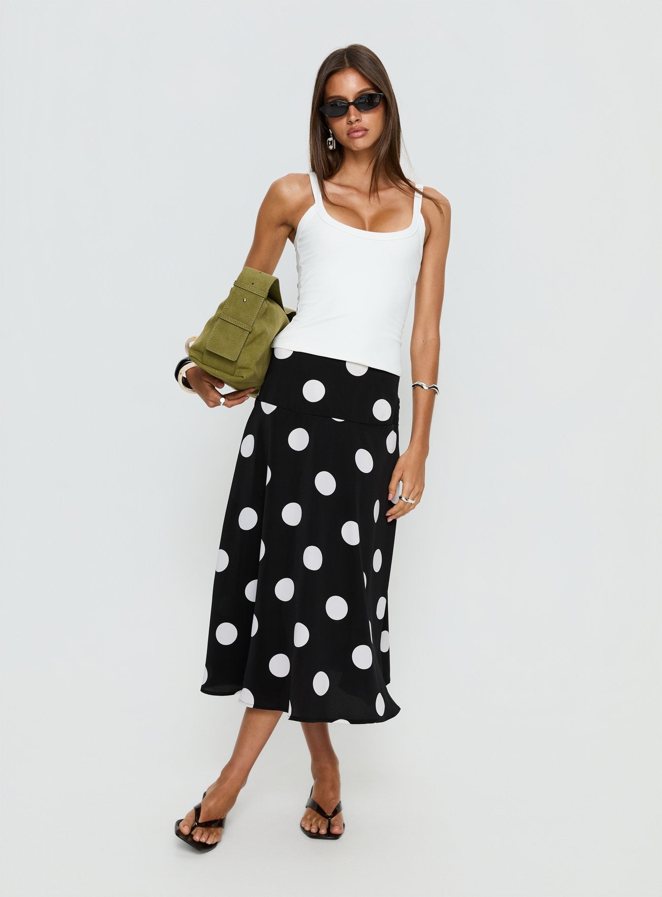 Alternative view of Picture It Midi Skirt Black Polka Dot