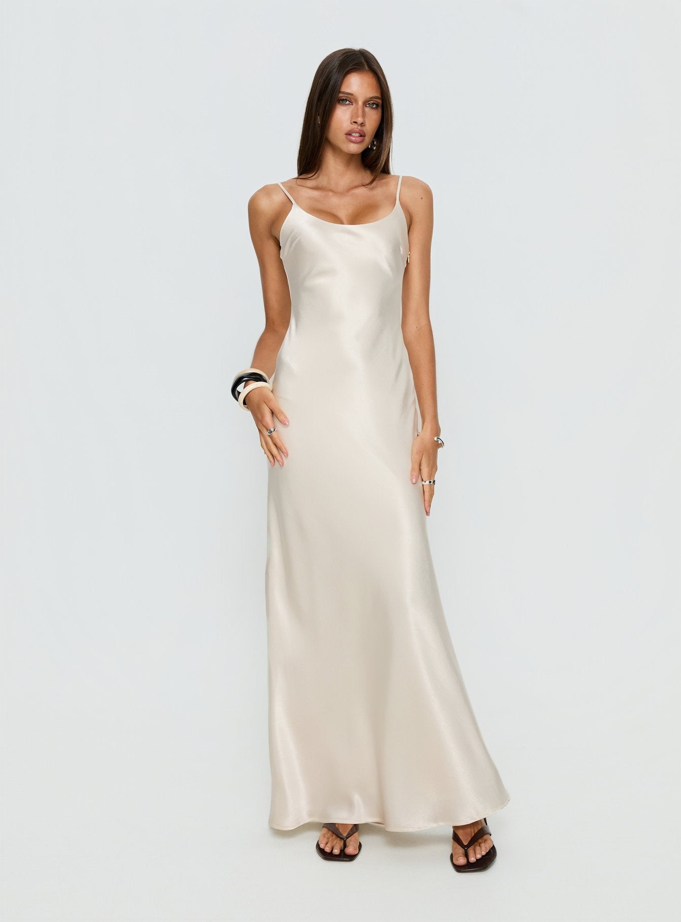 Alternative view of Miracles Scoop Satin Maxi Dress Champagne