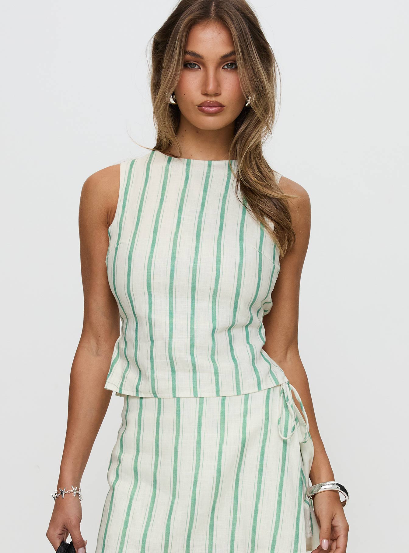 Alternative view of Penelopie Backless Top Green Stripe