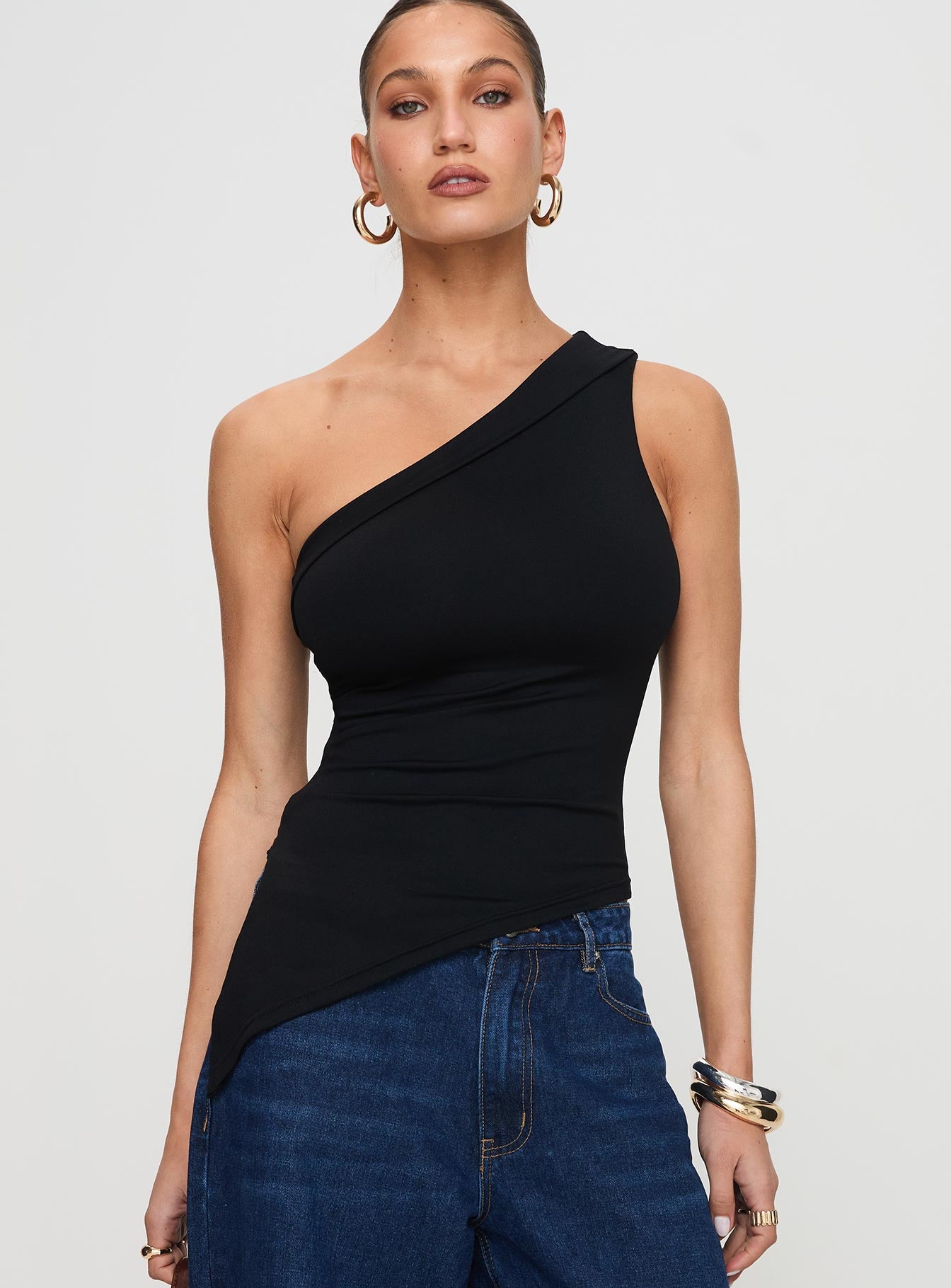 Alternative view of Lunah One Shoulder Top Black