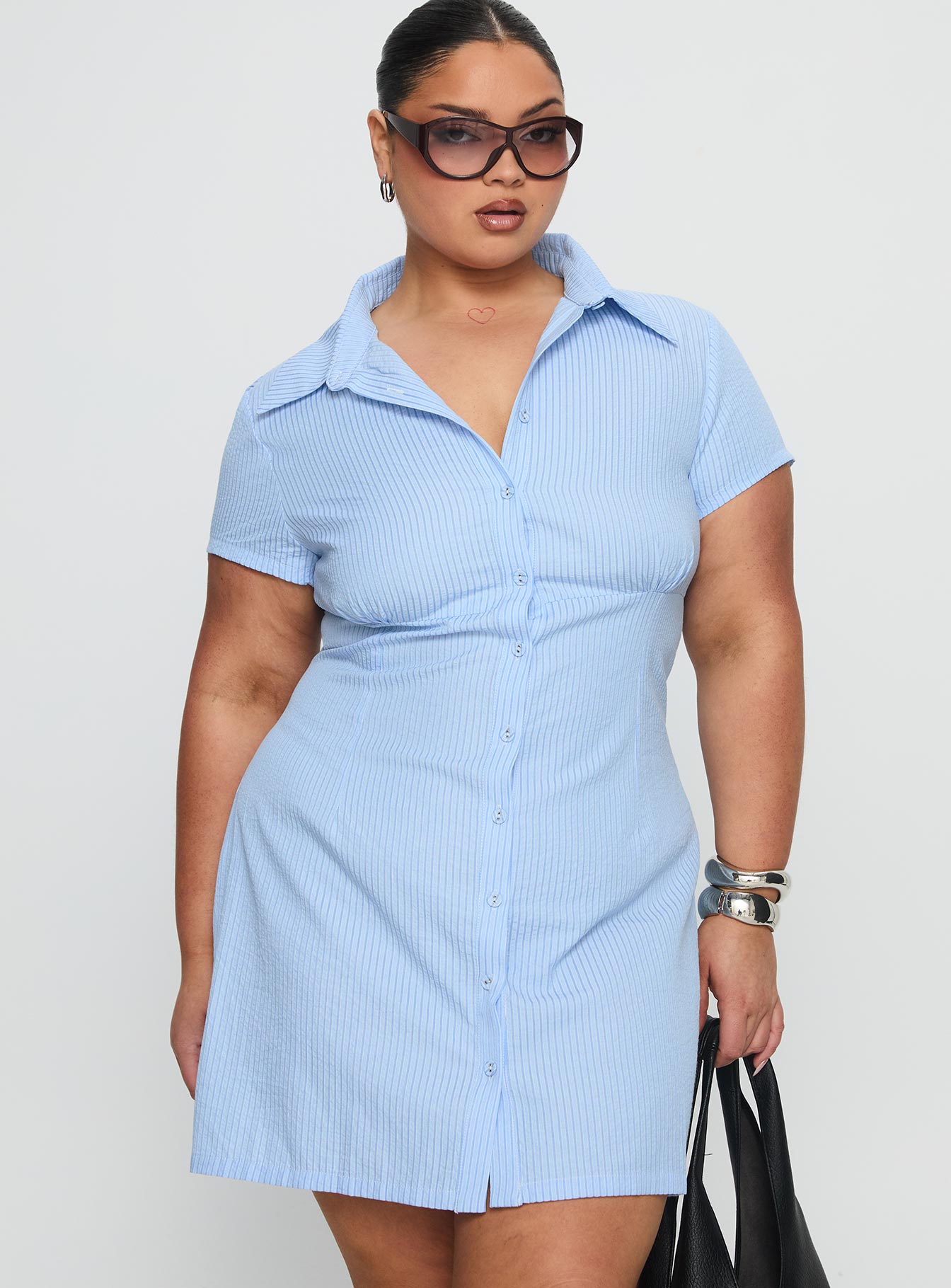 Alternative view of Motley Mini Dress Blue Stripe Curve