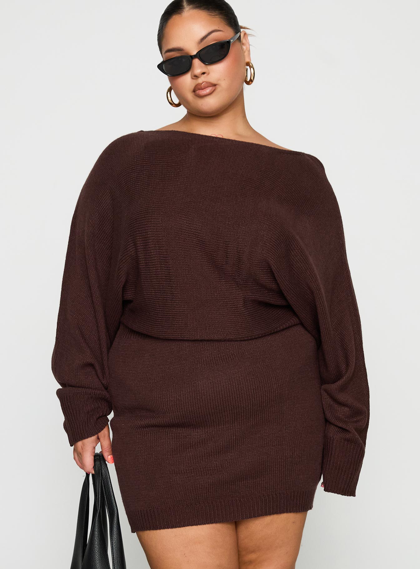 Alternative view of Bellamie Long Sleeve Mini Dress Chocolate Curve