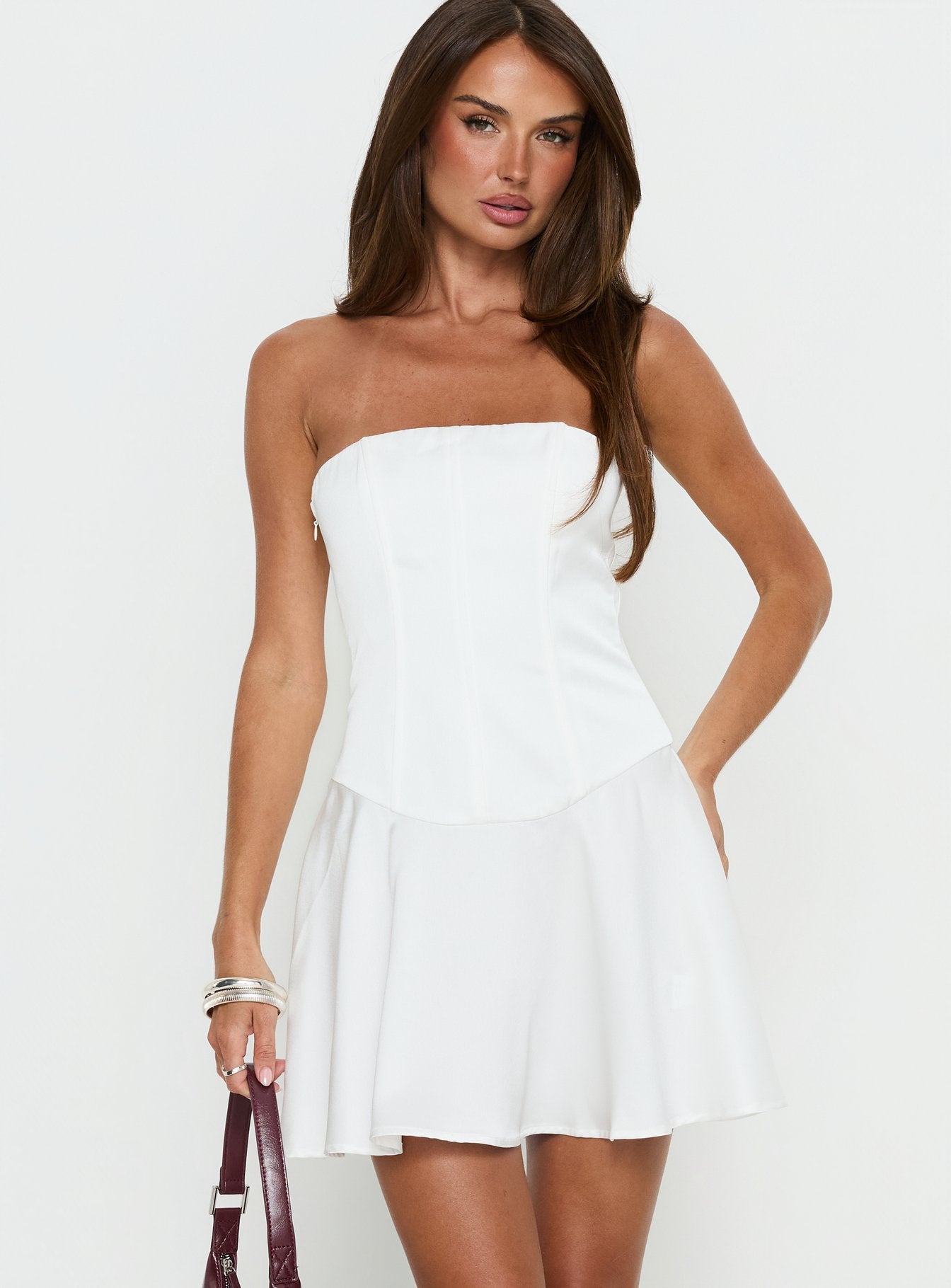 Alternative view of Natalisa Strapless Corset Mini Dress White
