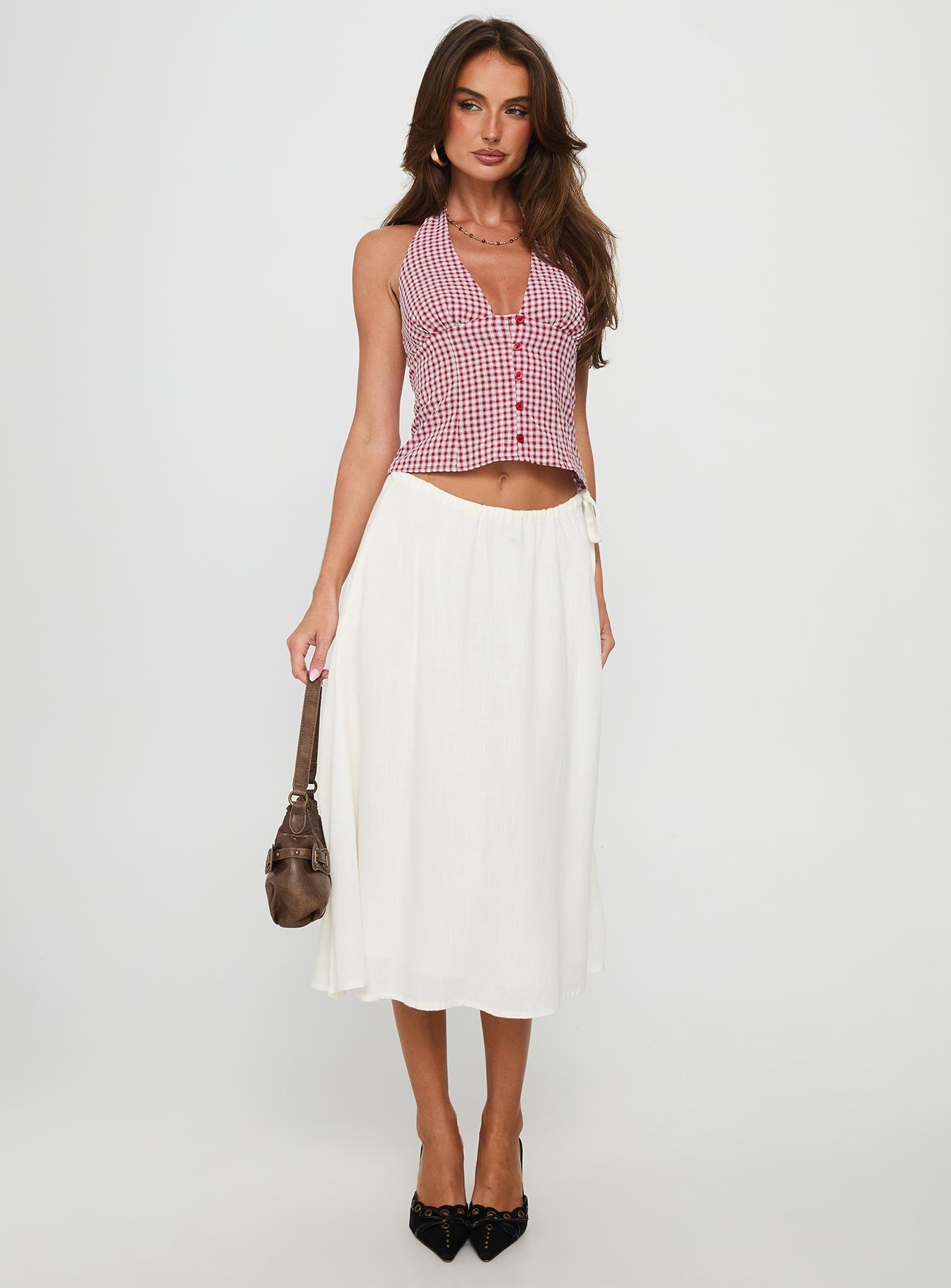 Alternative view of Persuasion Tie Side Midi Skirt White