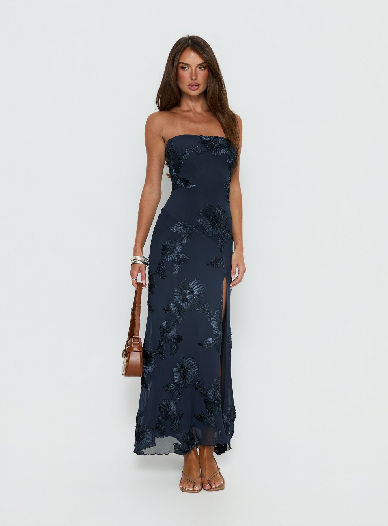 Alternative view of Maribeth Strapless Floral Maxi Dress Navy