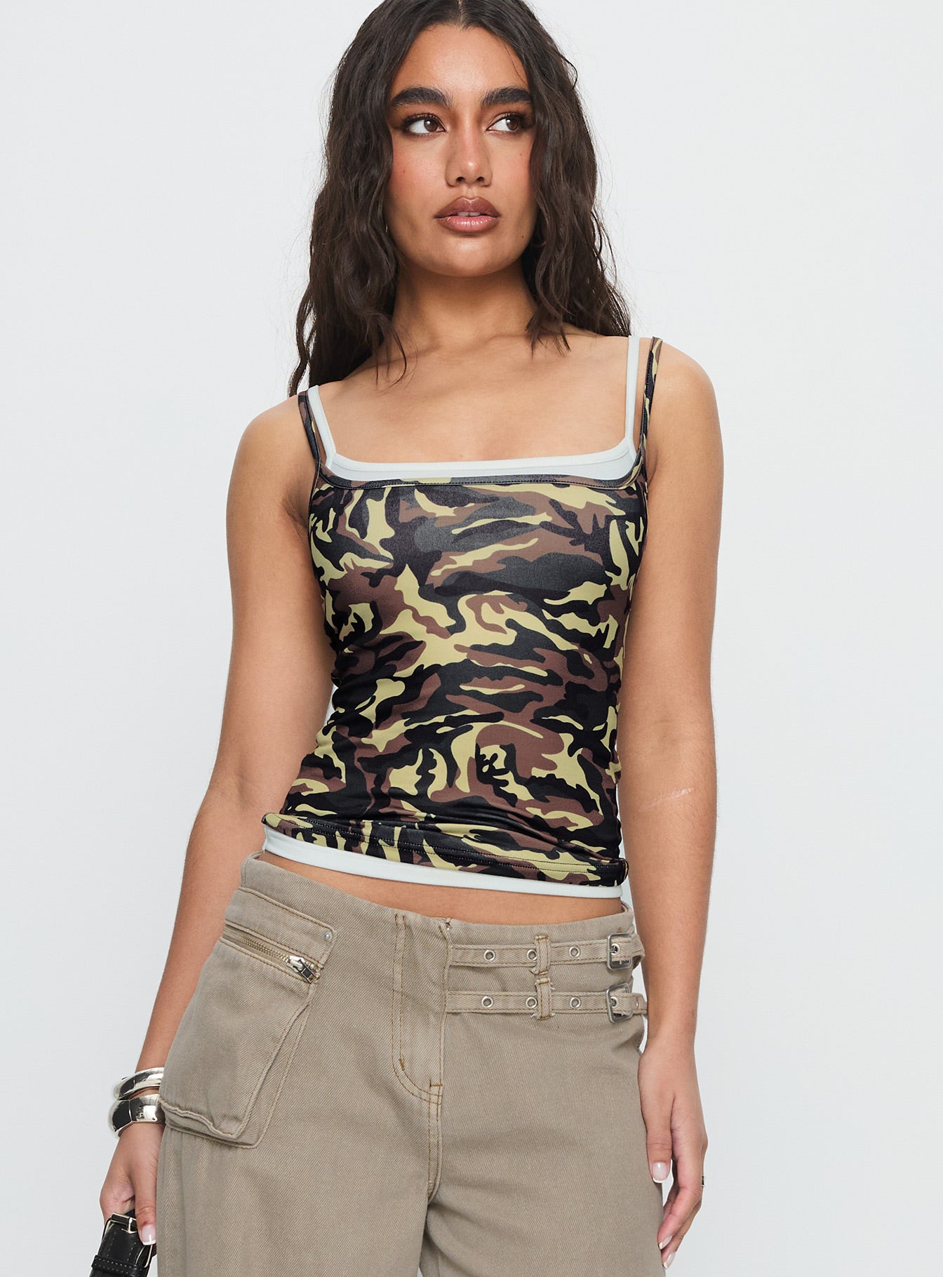 Alternative view of No Rules Layered Cami Top Camouflage