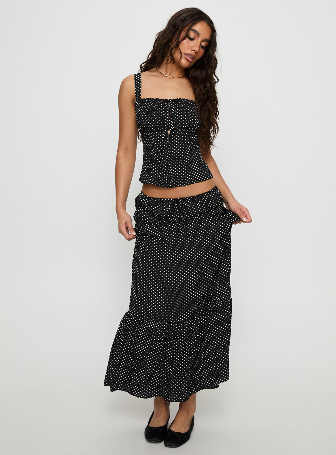 Alternative view of Modern Girl Maxi Skirt Black / Polka Dot
