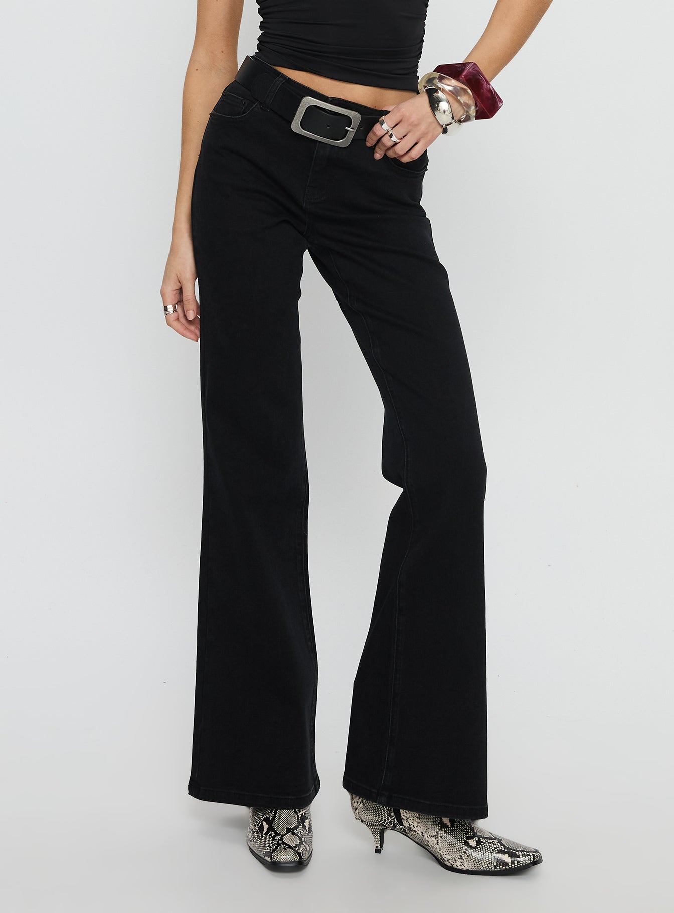 Alternative view of Magic Mirror Mid Rise Bootleg Jeans Washed Black