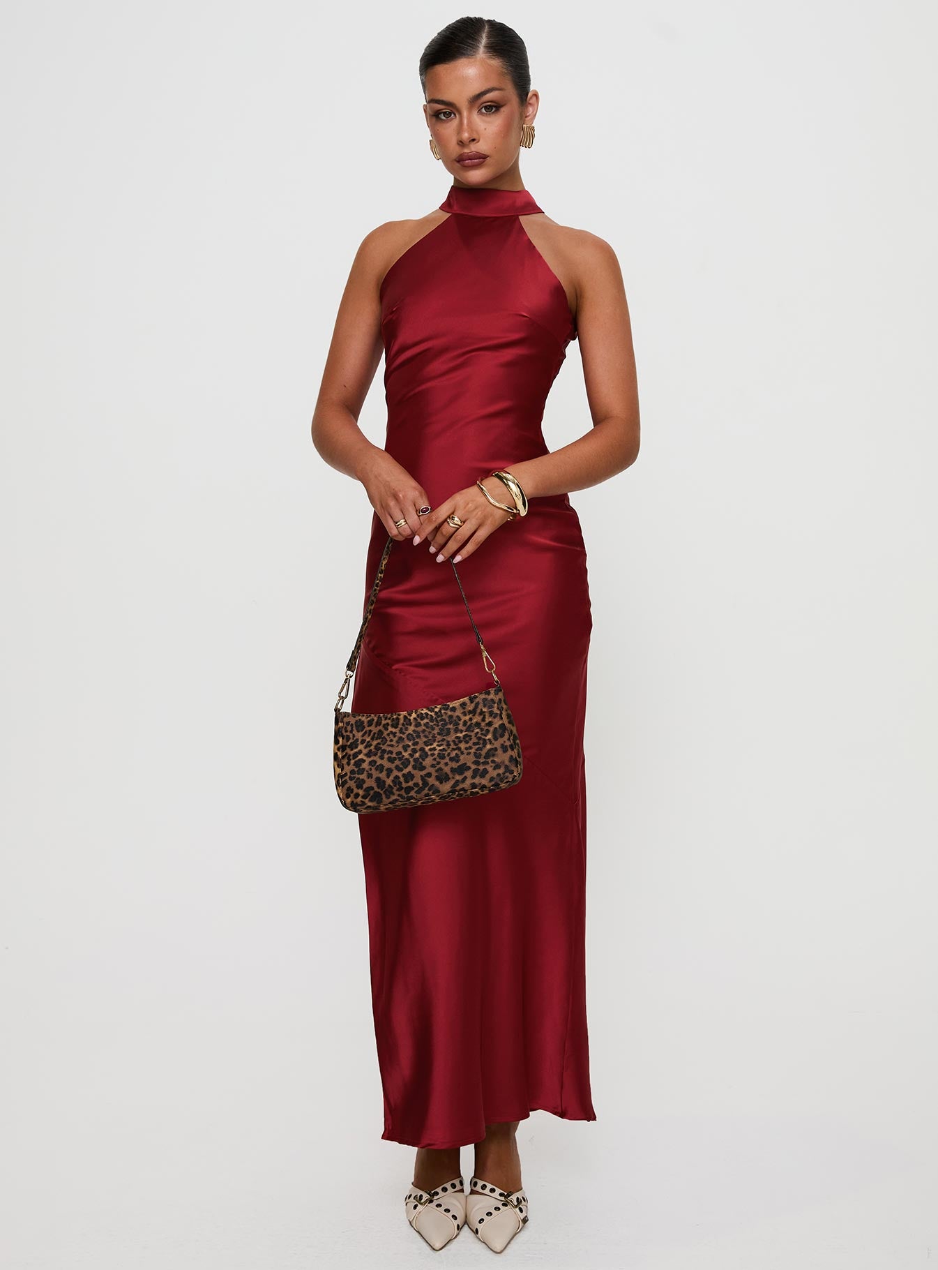 Alternative view of Mordecai Halter Maxi Dress Burgundy