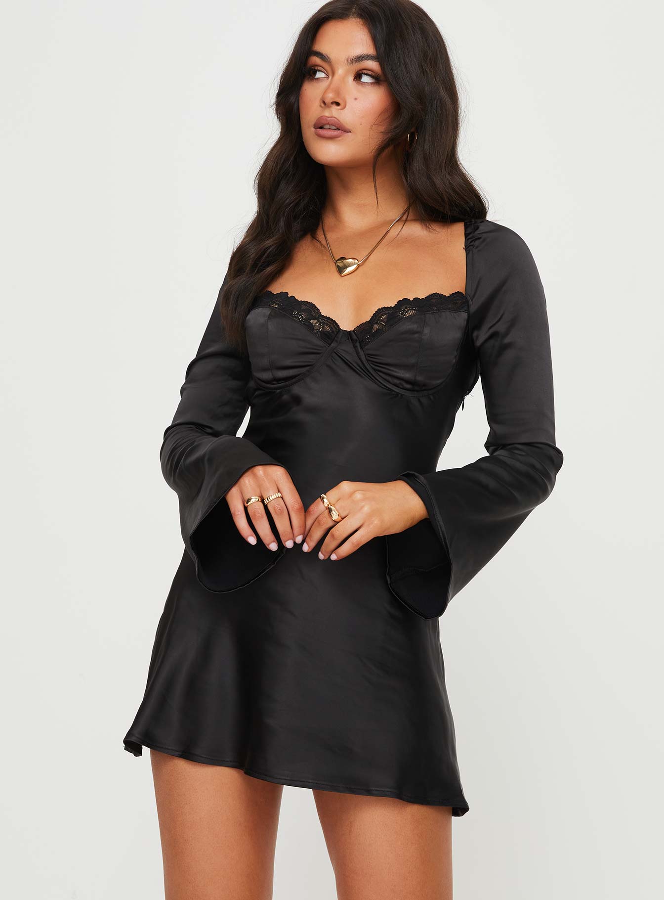 Alternative view of Moniz Long Sleeve Mini Dress Black