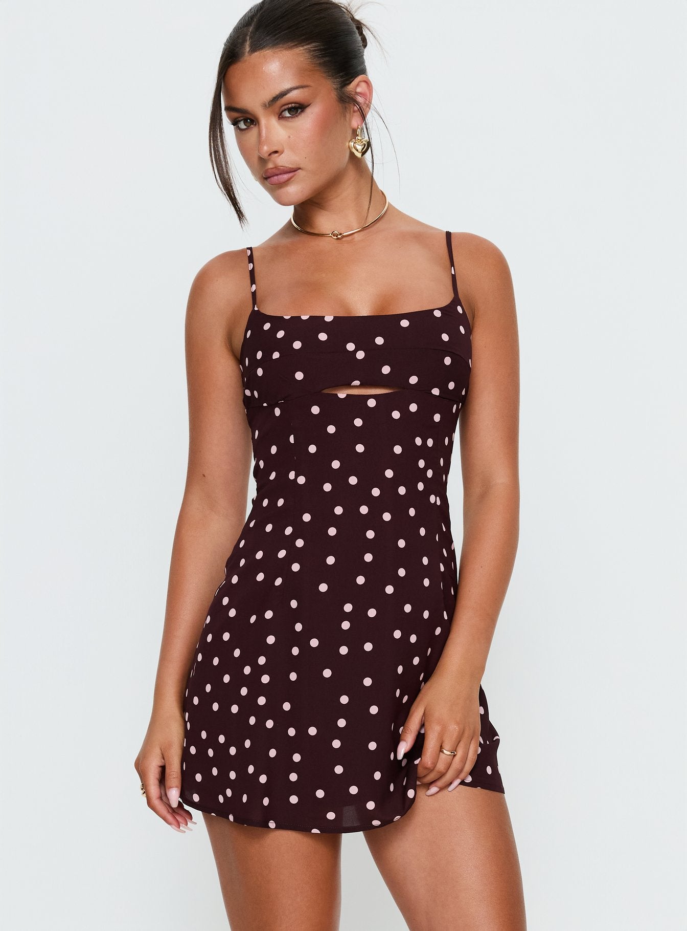Alternative view of Powell Mini Dress Burgundy / Pink Polka Dot