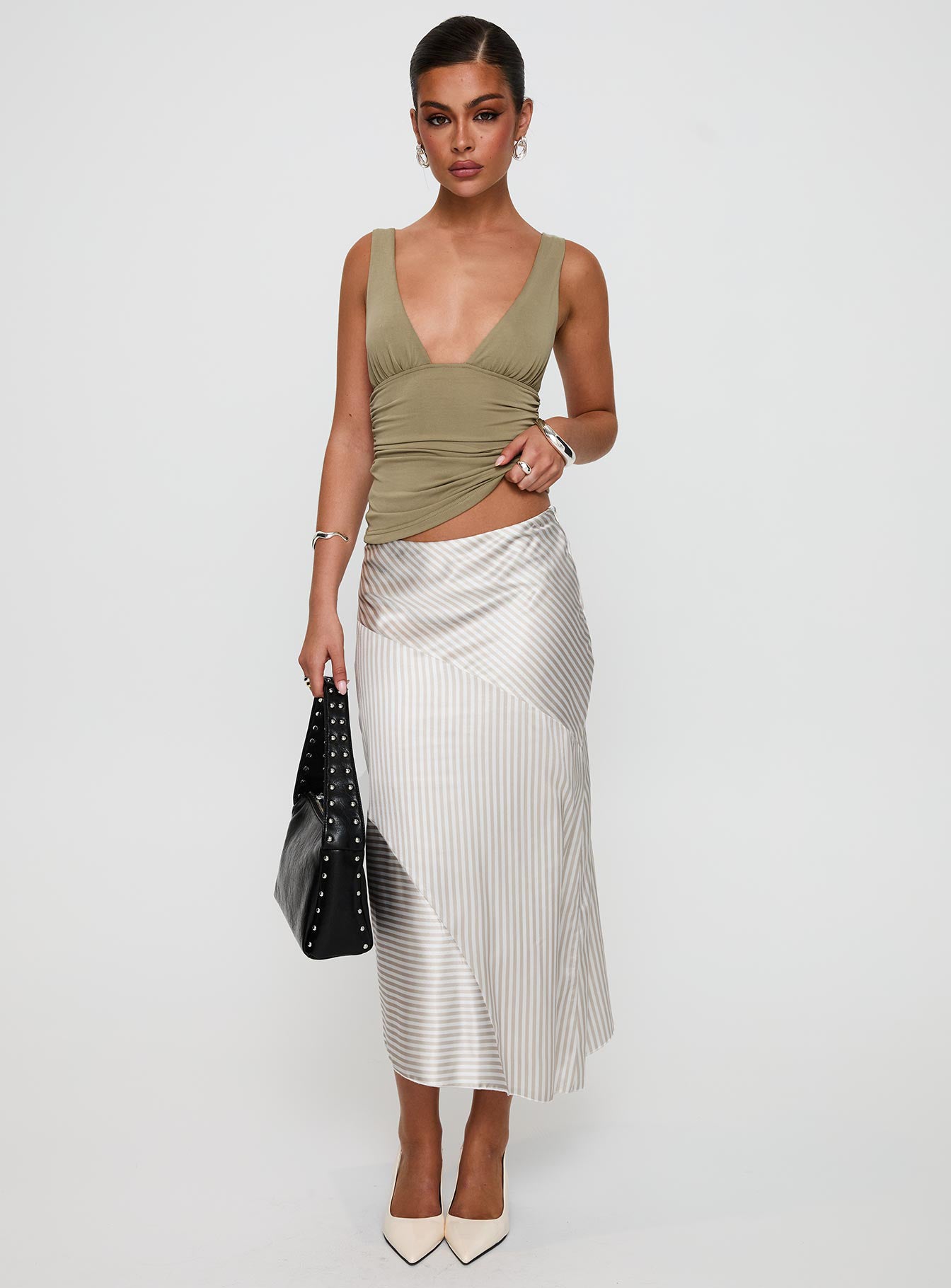 Alternative view of Priscella Asymmetrical Midi Skirt Multi