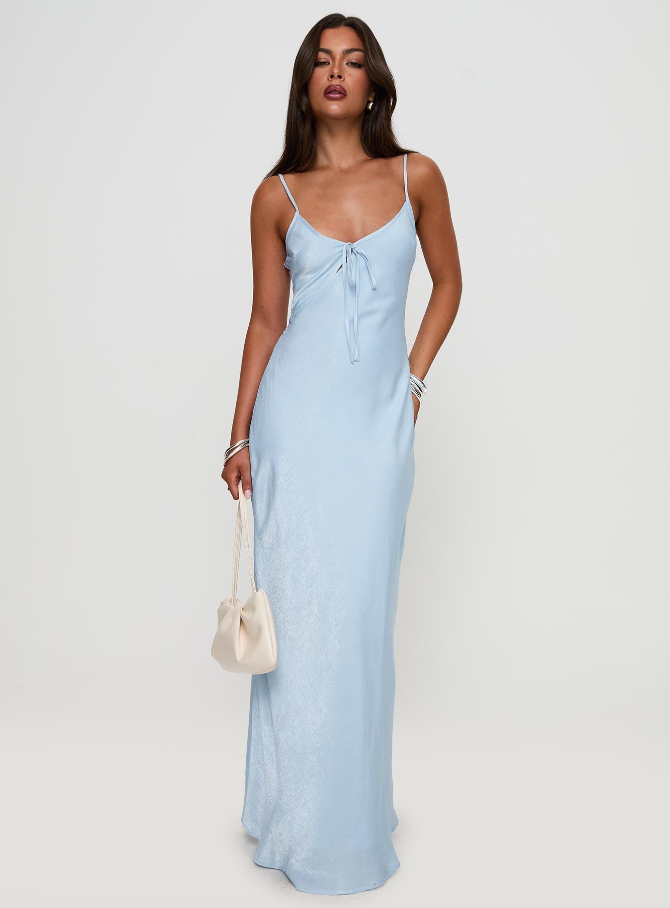 Linger Bias Cut Maxi Dress Blue - Image 2