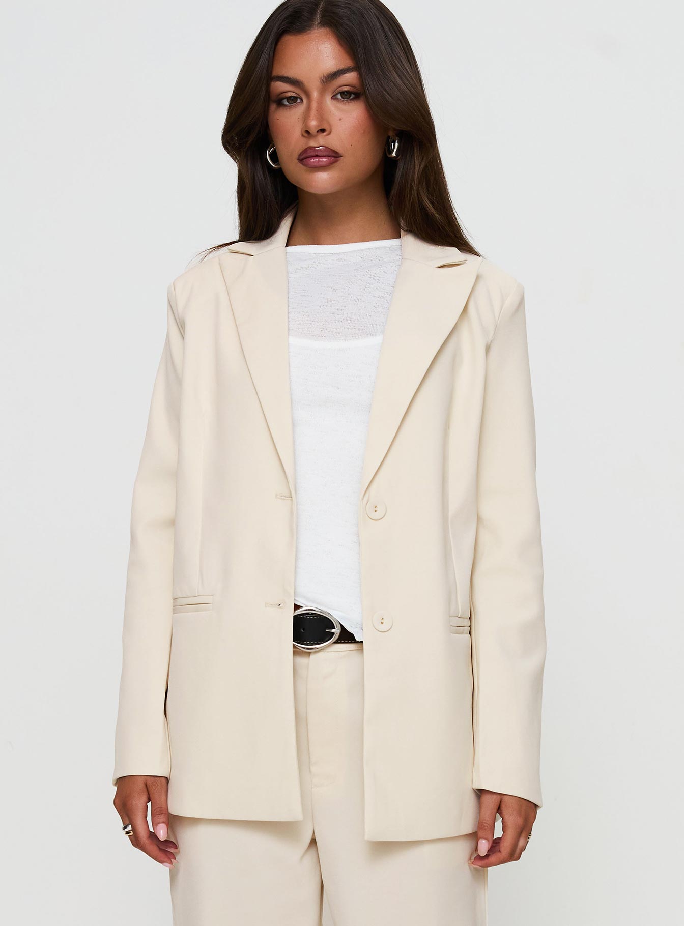 Alternative view of Crowd Pleaser Oversized Blazer Cream