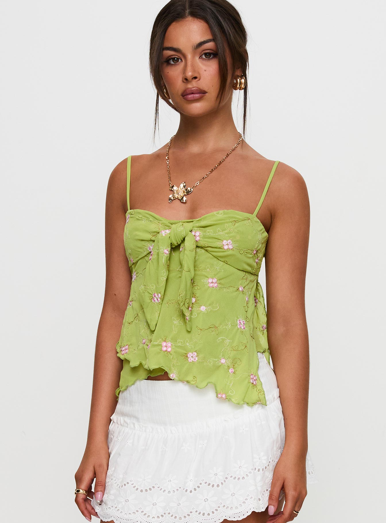 Alternative view of Paislie Mesh Top Sage Green