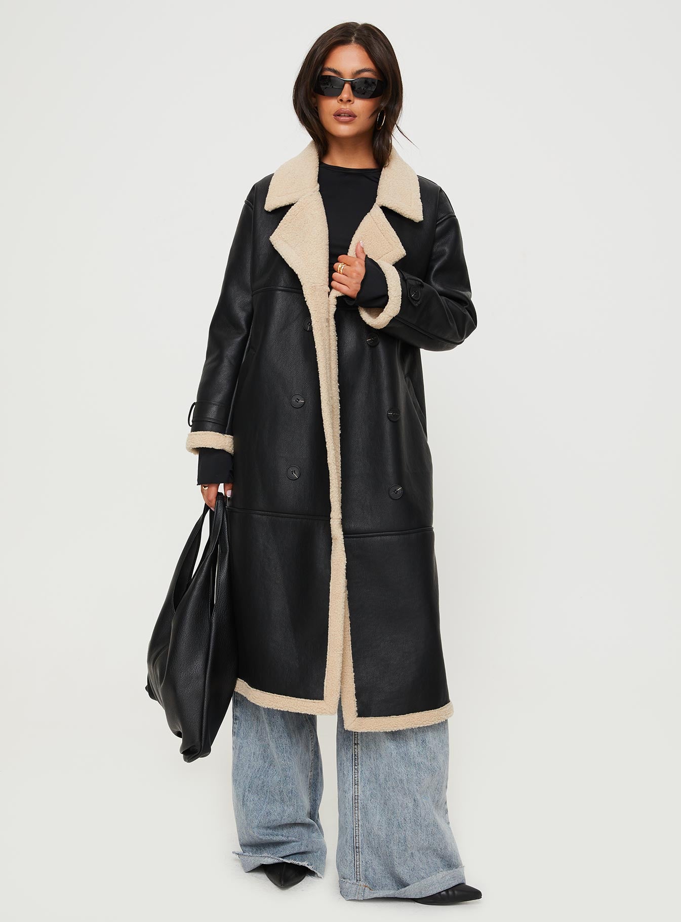 Alternative view of Day 'n' Night Longline Shearling Coat Black